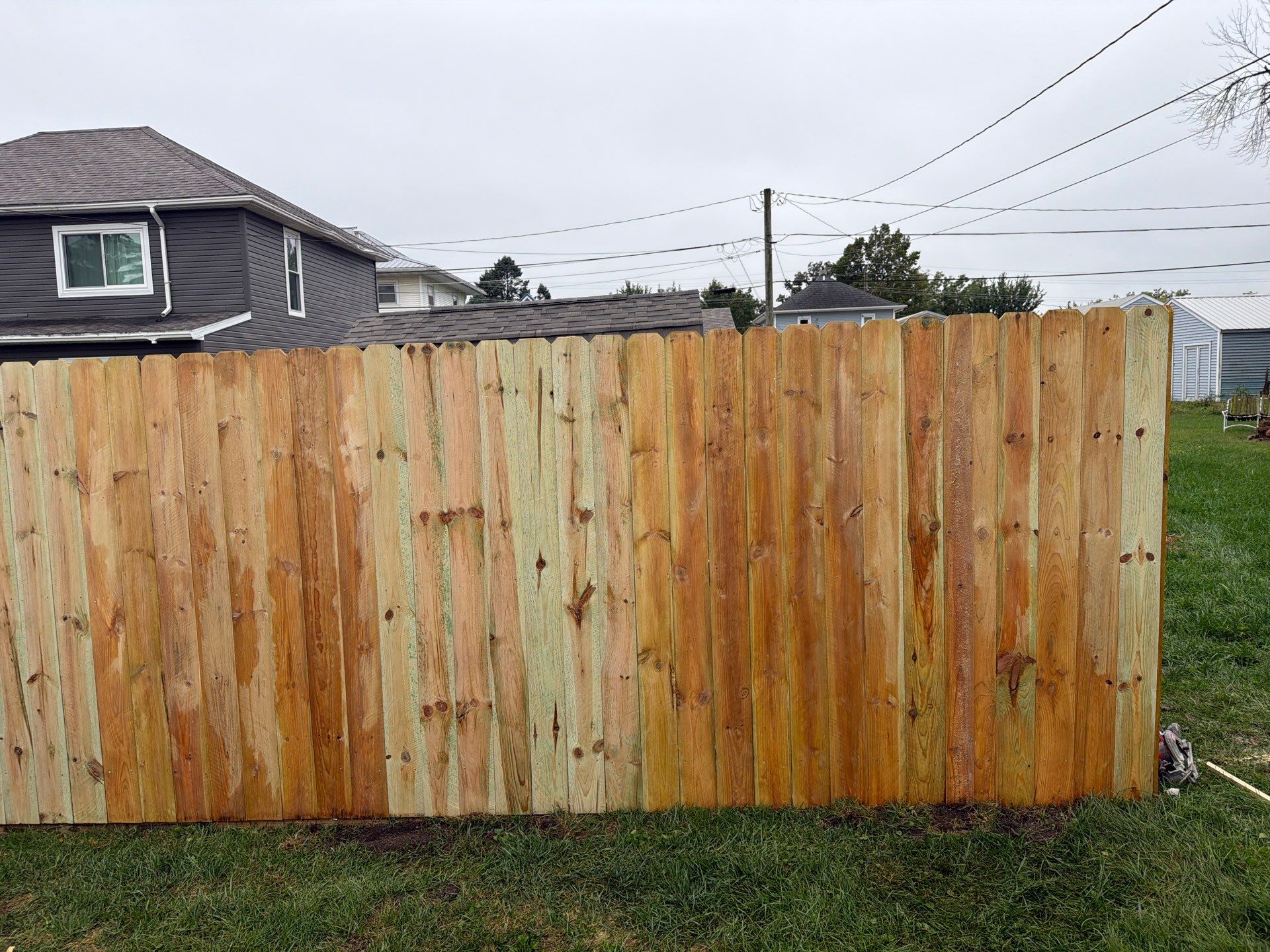 Custom Wood Privacy Fence and Black Chain Link Gate in Independence by Perfect Picket Fence and Stain