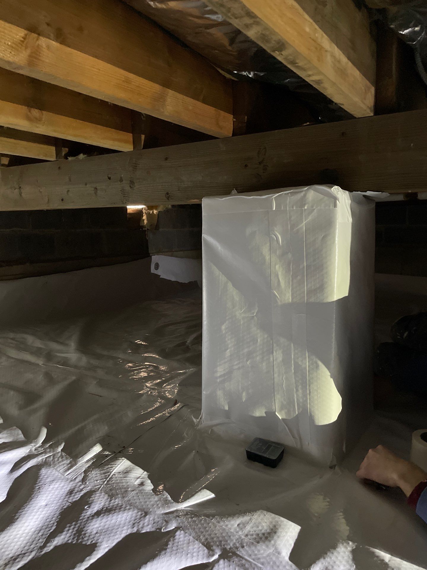 Basement Exterior Walls using Crawl Space Liner by NYS Foam & Energy
