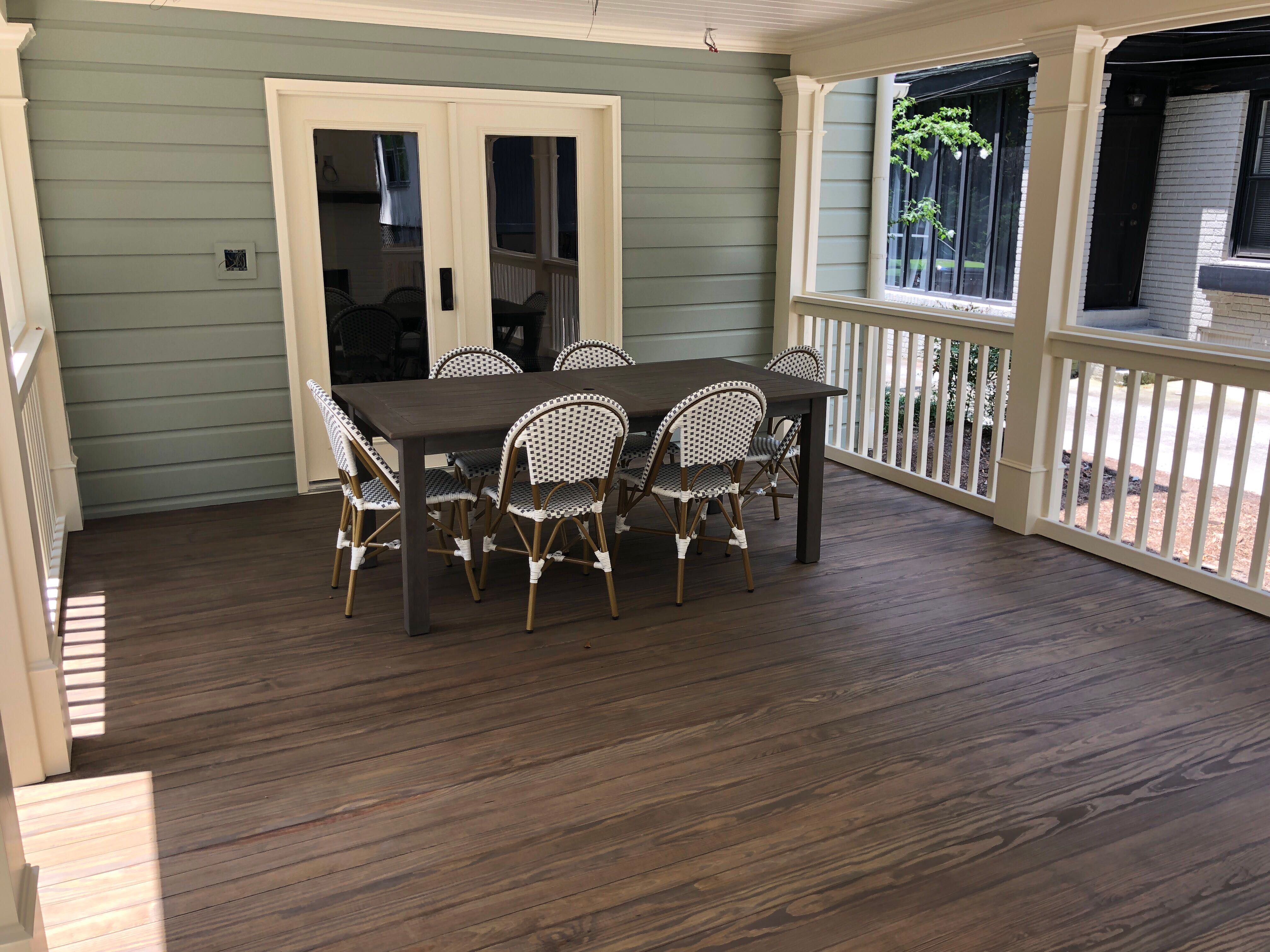 Atlanta Screen Porch Addition Featuring White Brick Outdoor Fireplace by Swift Home Renovations