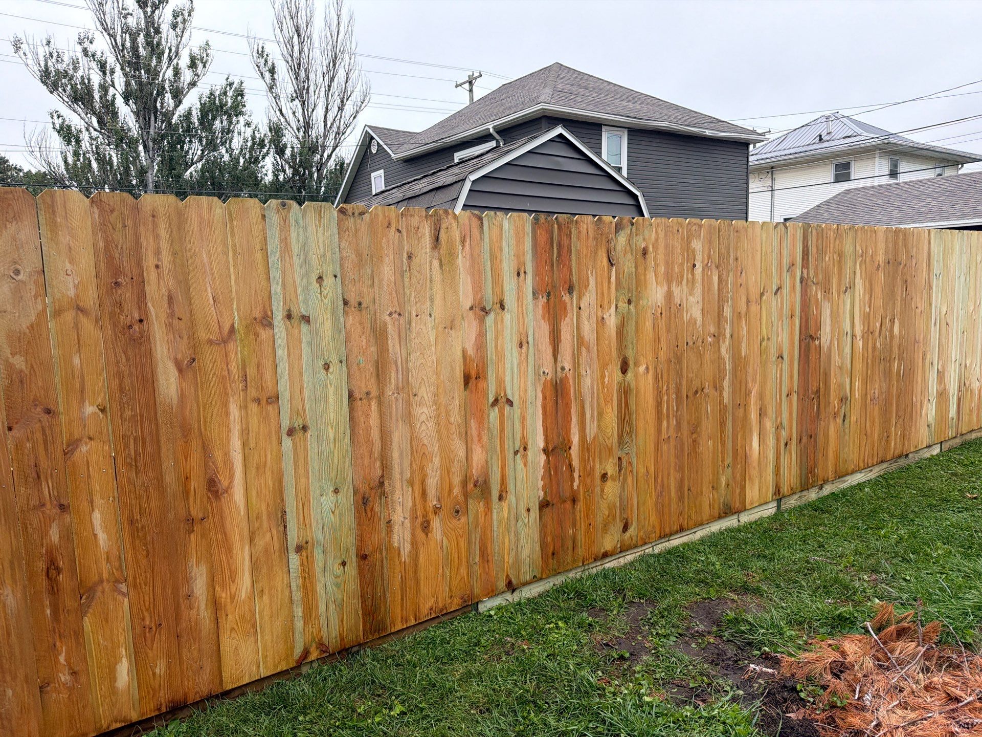 Custom Wood Privacy Fence and Black Chain Link Gate in Independence by Perfect Picket Fence and Stain
