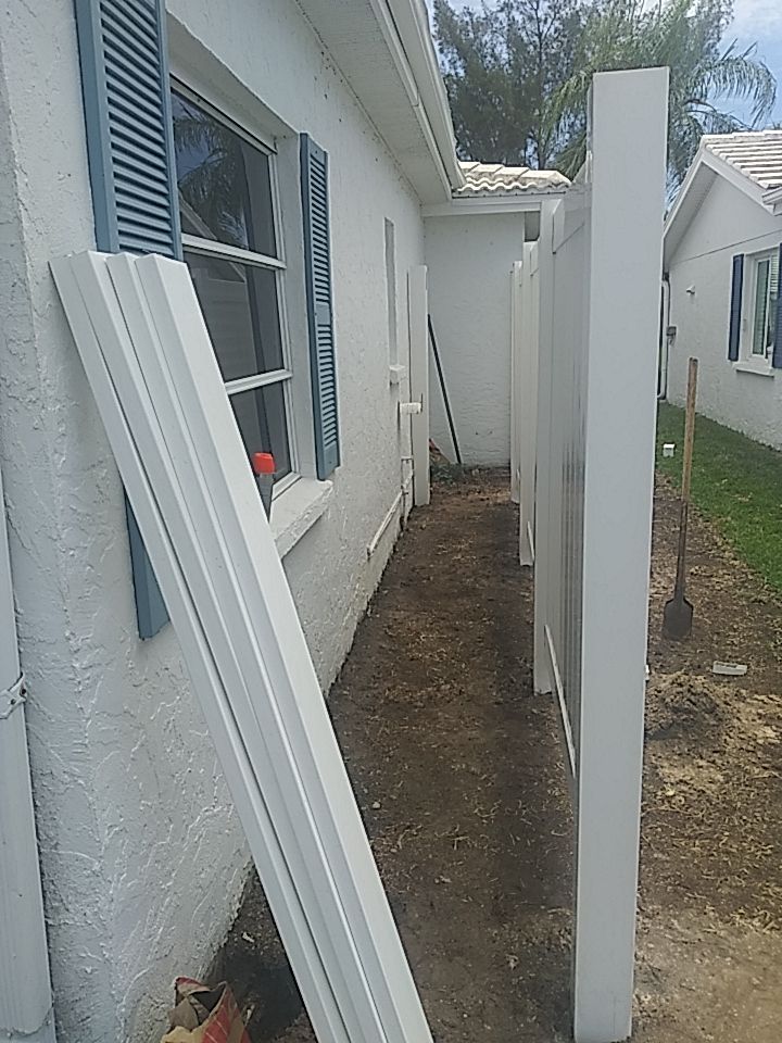 Vinyl privacy fence installation used as a shower enclosure.  by Asap fence and gates, LLC
