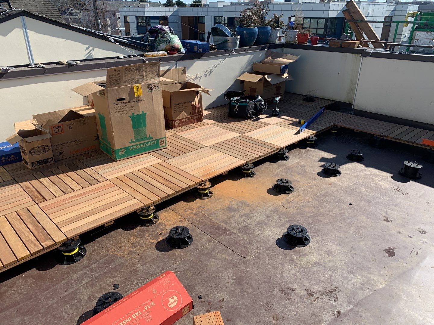 Ballard Rooftop Deck using IPE Tiles by Alki deck builders