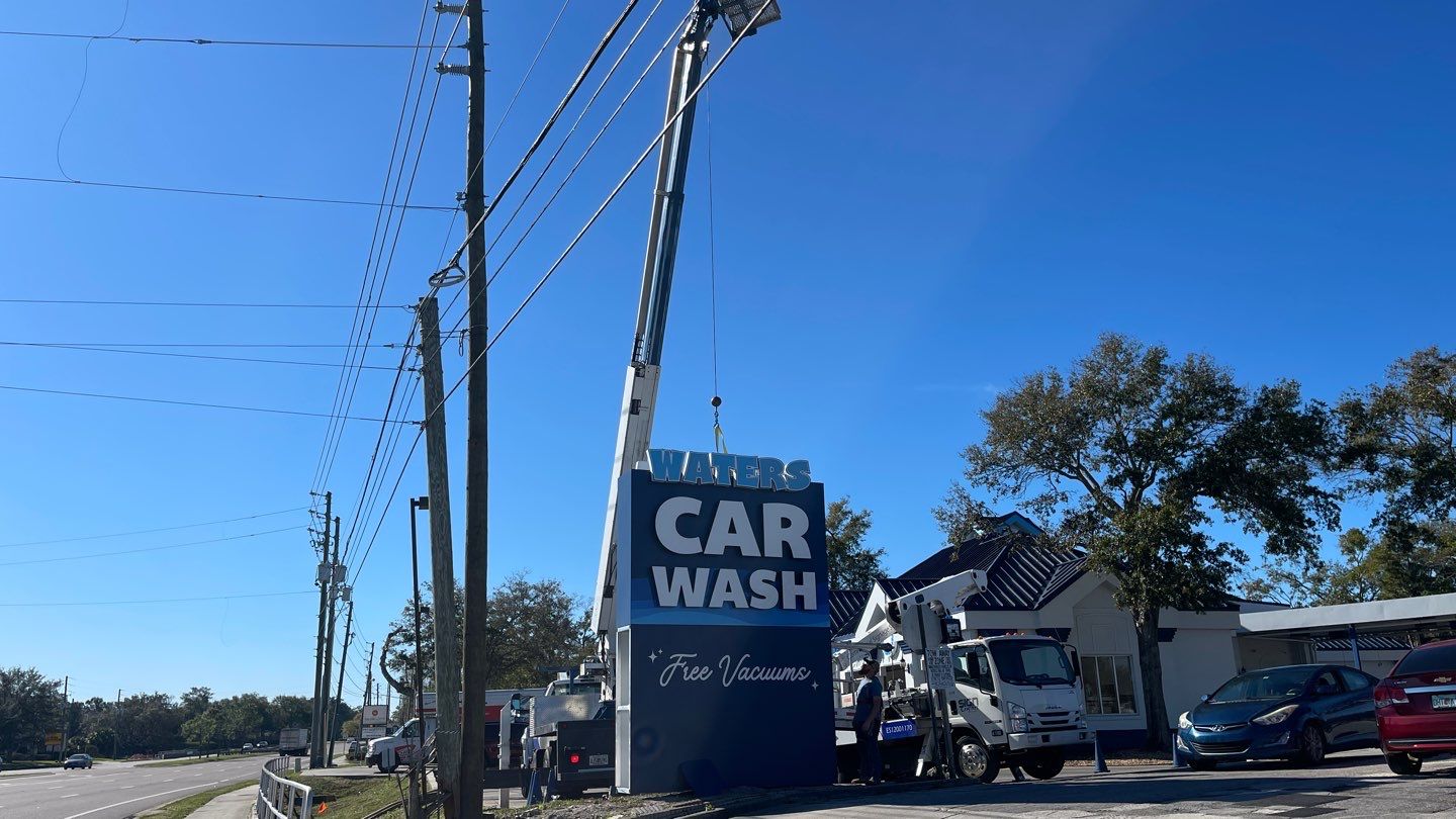 Waters Car Wash Monument Sign and Channel Letters by SignCrafters