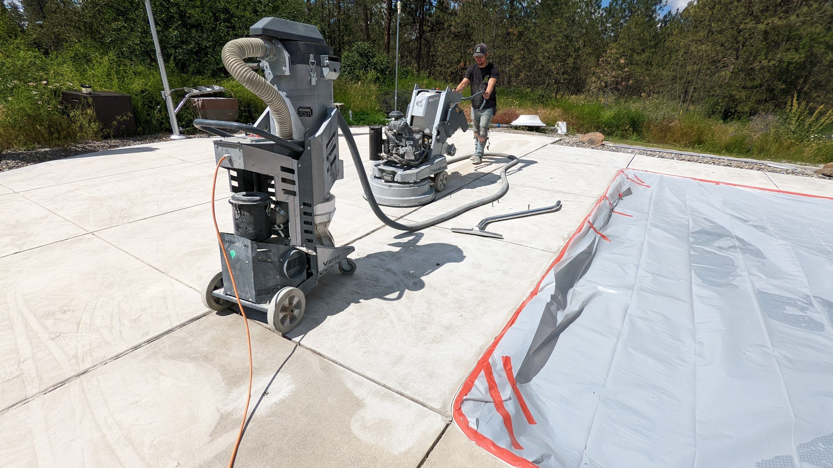 Garage Transformation using Domino for Garage and Pecan for Pool Deck by Croc Coatings, LLC