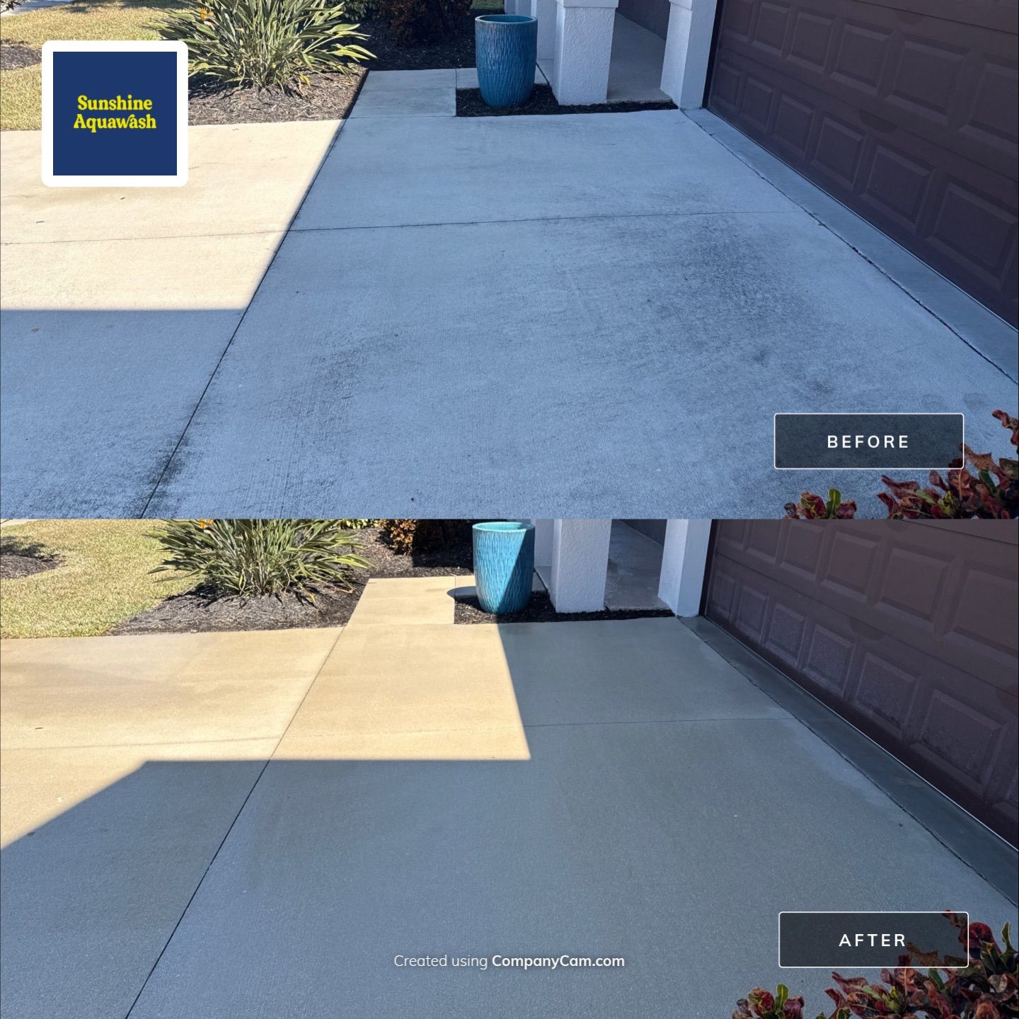 2-Car Concrete Driveway & Sidewalk Cleaning in Trevesta – Palmetto, FL by Sunshine AquaWash