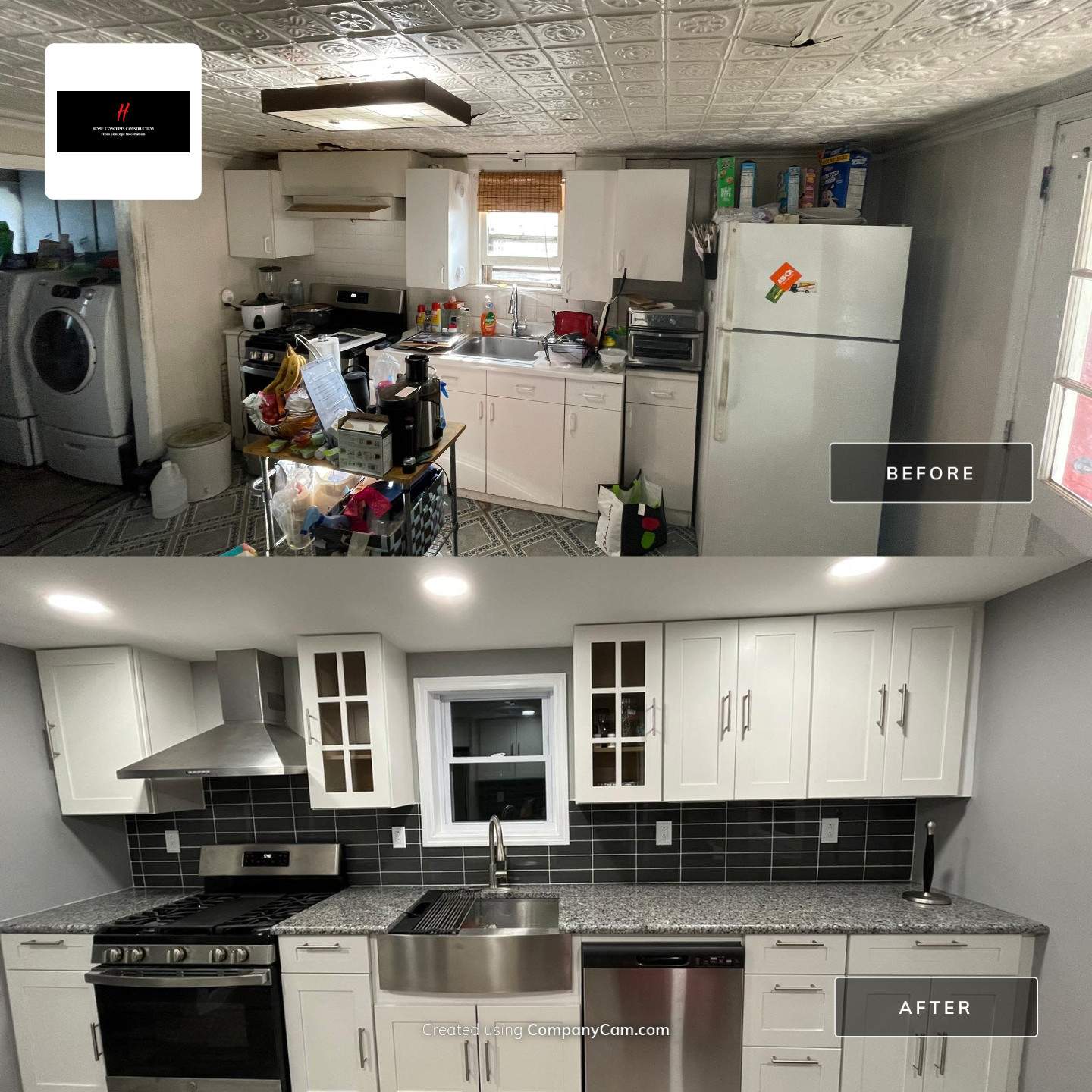 Kitchen Remodel using White Shaker by Home Concepts Construction