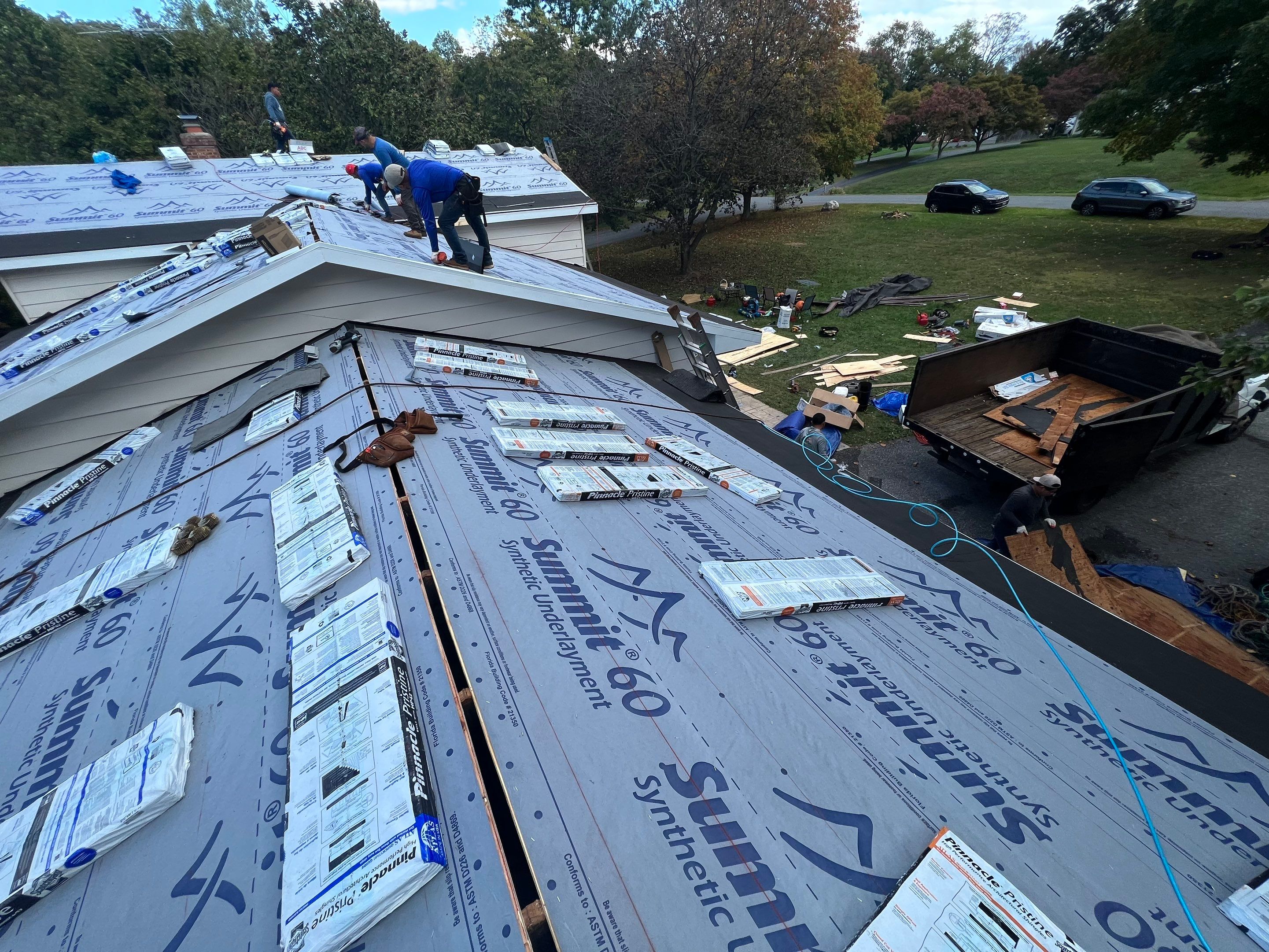 Residential Roofing Installation using Atlas Pinnacle Pristine Pewter Architectural Shingles by Frederick Roof Repair