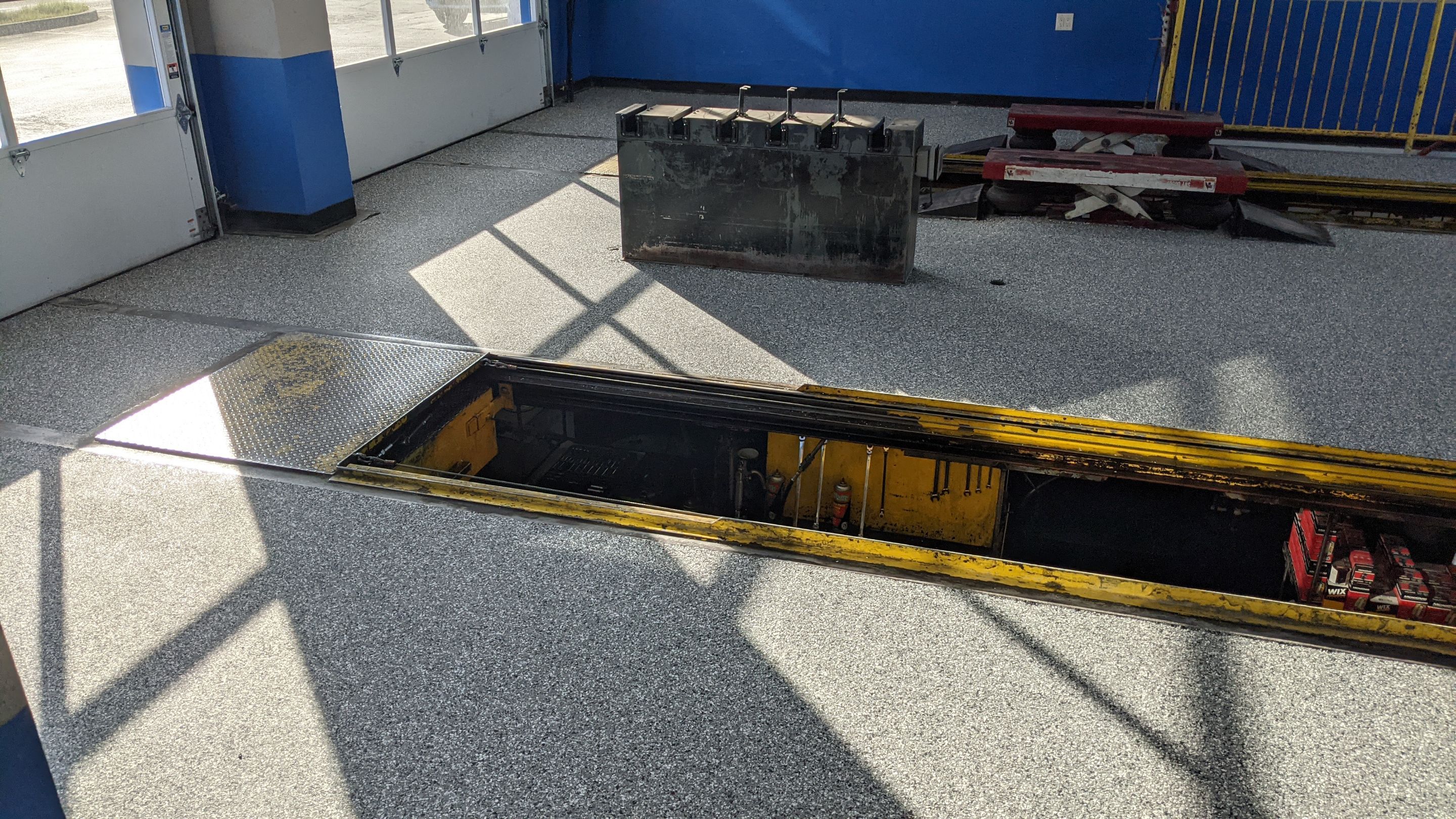 Commercial Floor Transformation using Slate Stone by Croc Coatings, LLC