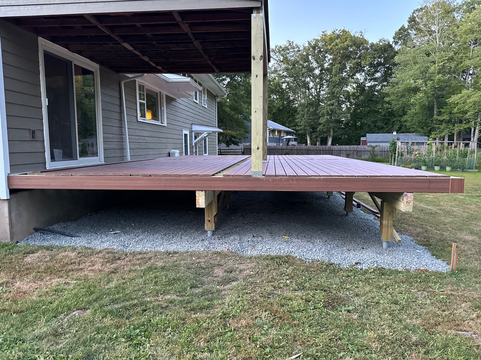 New Deck using Trex Tiki Torch  by deck guardian