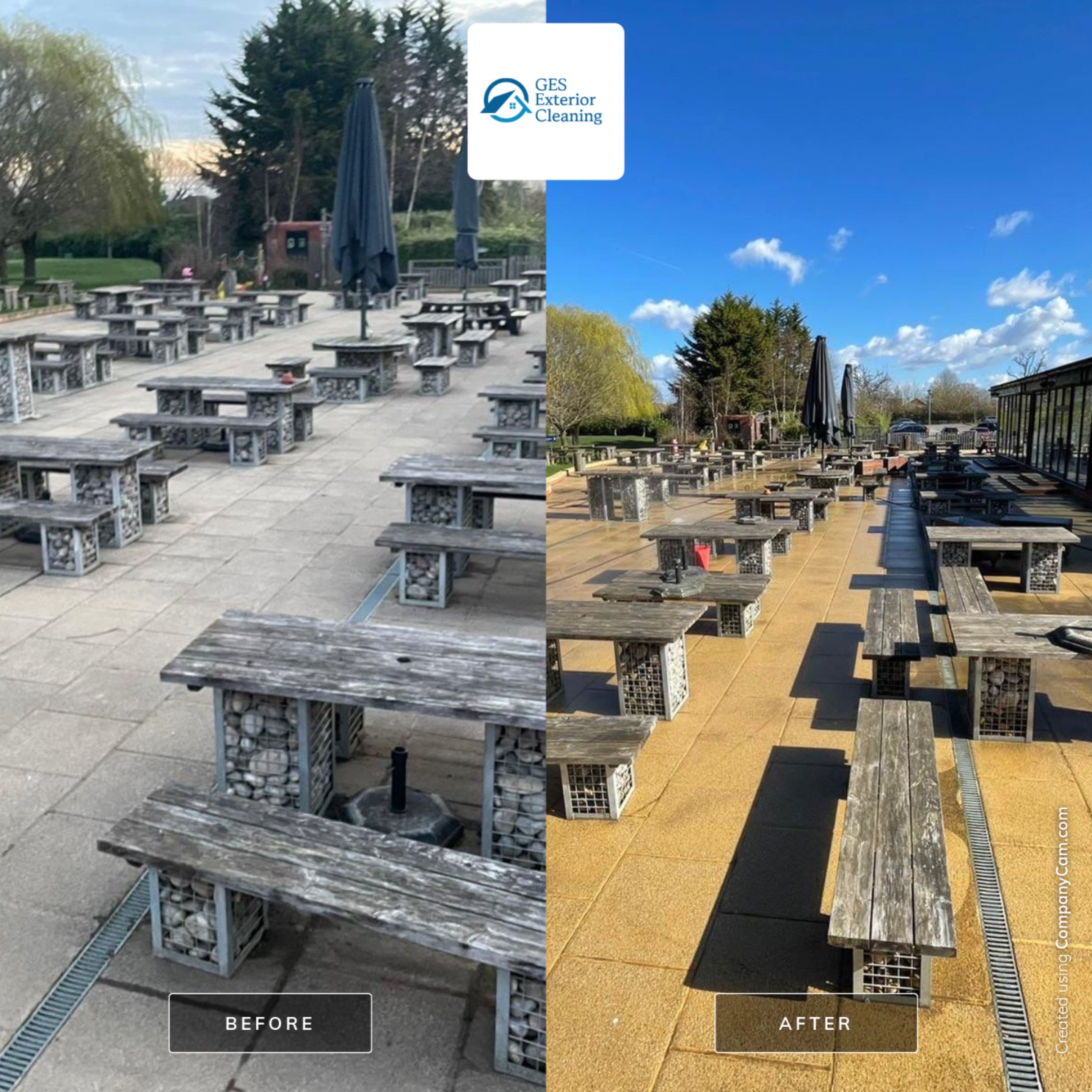 Patio Area Spring Clean using Mosmatic Flat Surface Cleaner by Ges Exterior Cleaning ltd