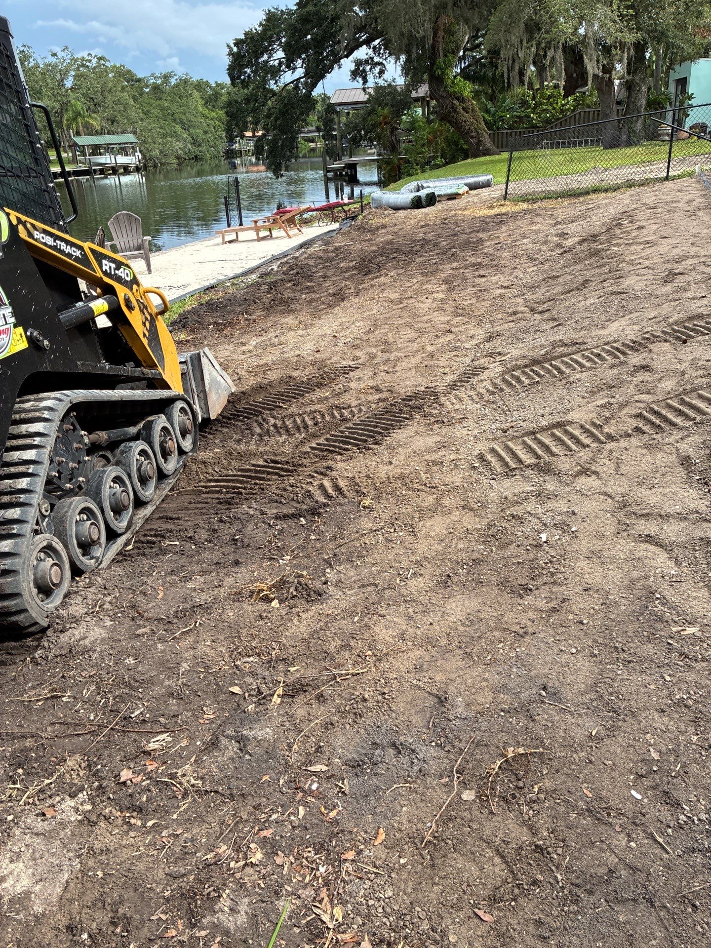 Grading back yard oasis by Level One Grading