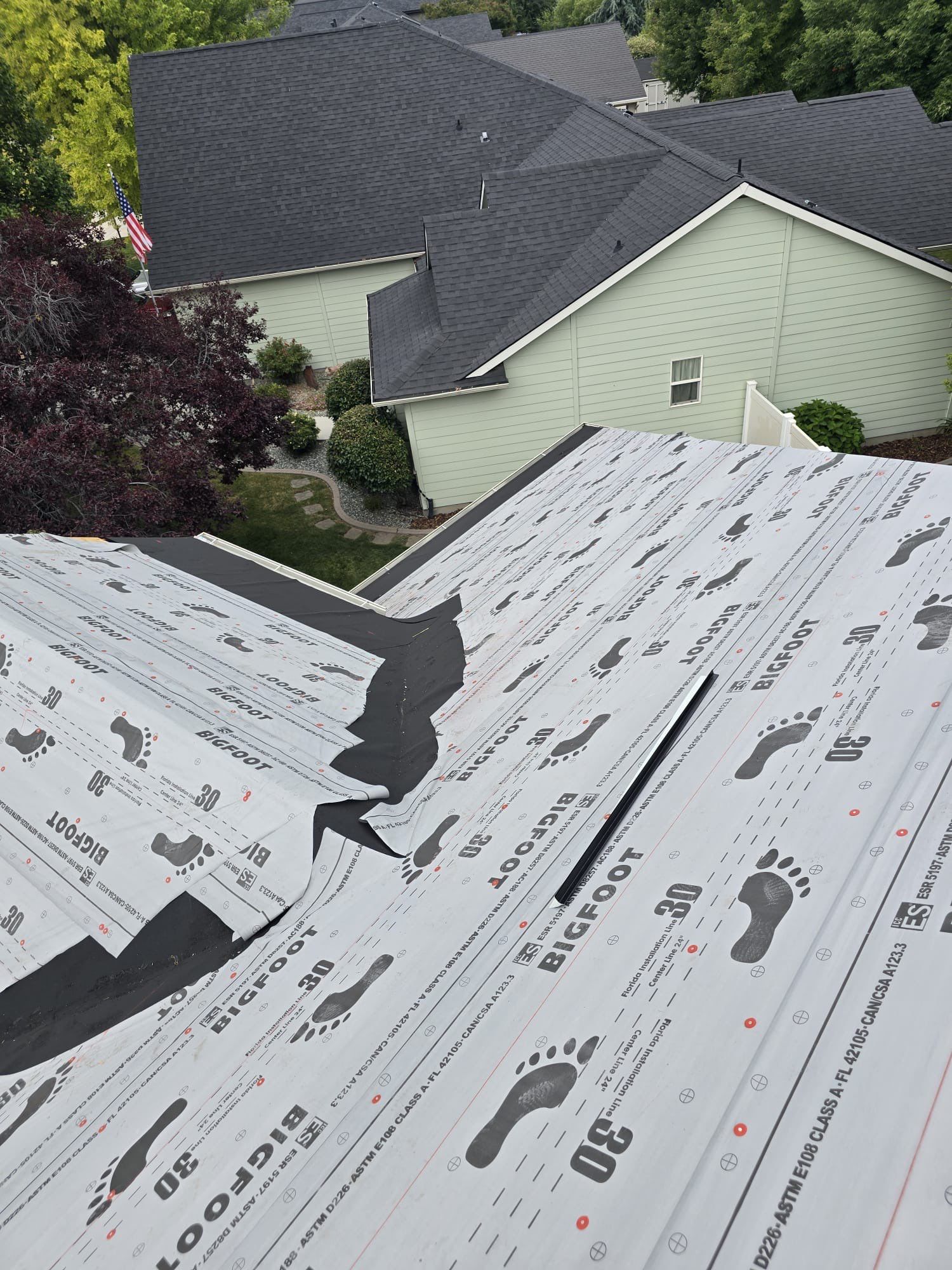 Complete Residential Roof Replacement Featuring Gray Architectural Shingles in Meridian by Olive Roofing