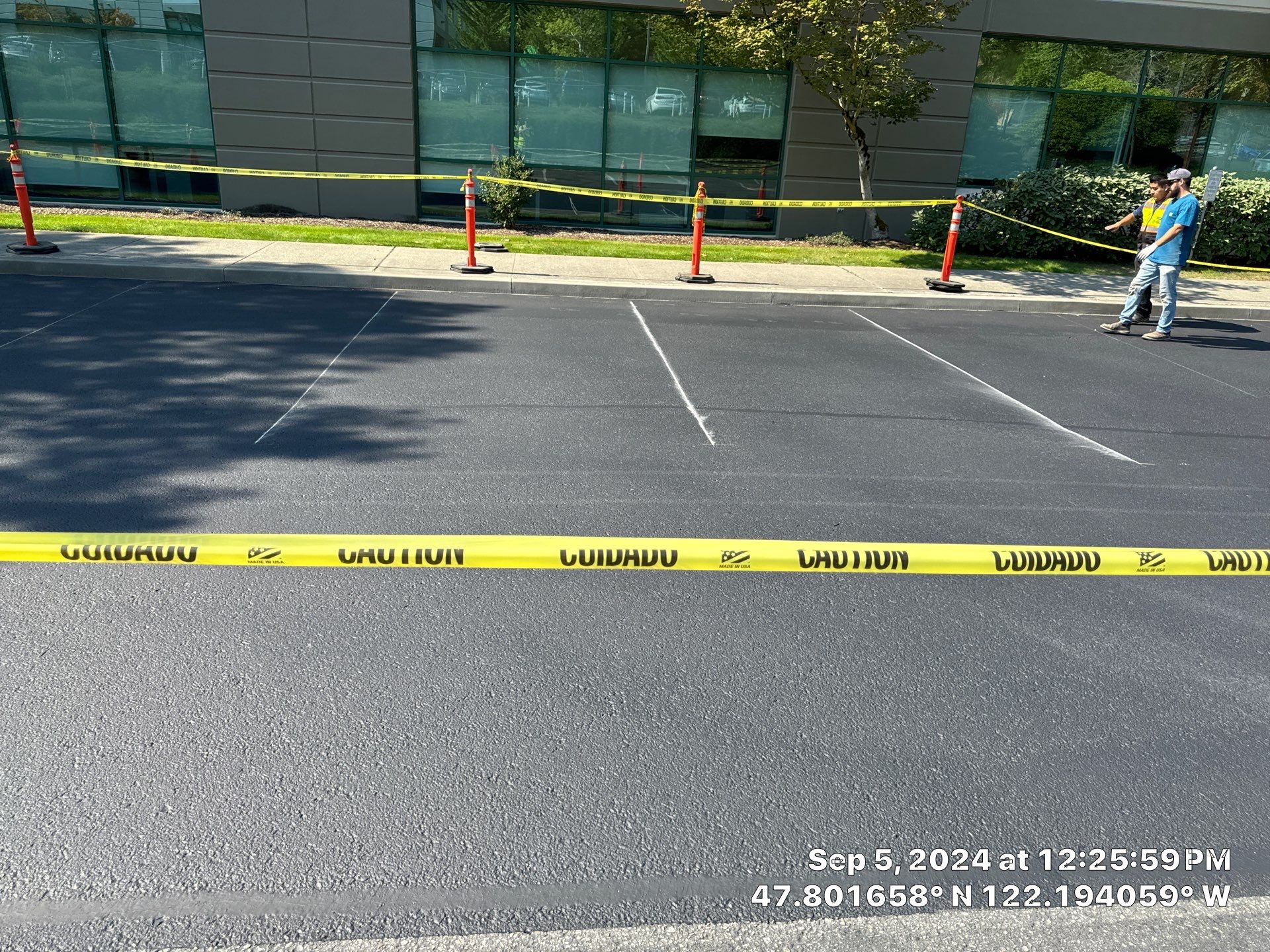 Kidder Matthews | Parking Lot Sealcoating & Striping with Concrete Curb & Patch Repairs  by Jireh Asphalt & Concrete Inc 