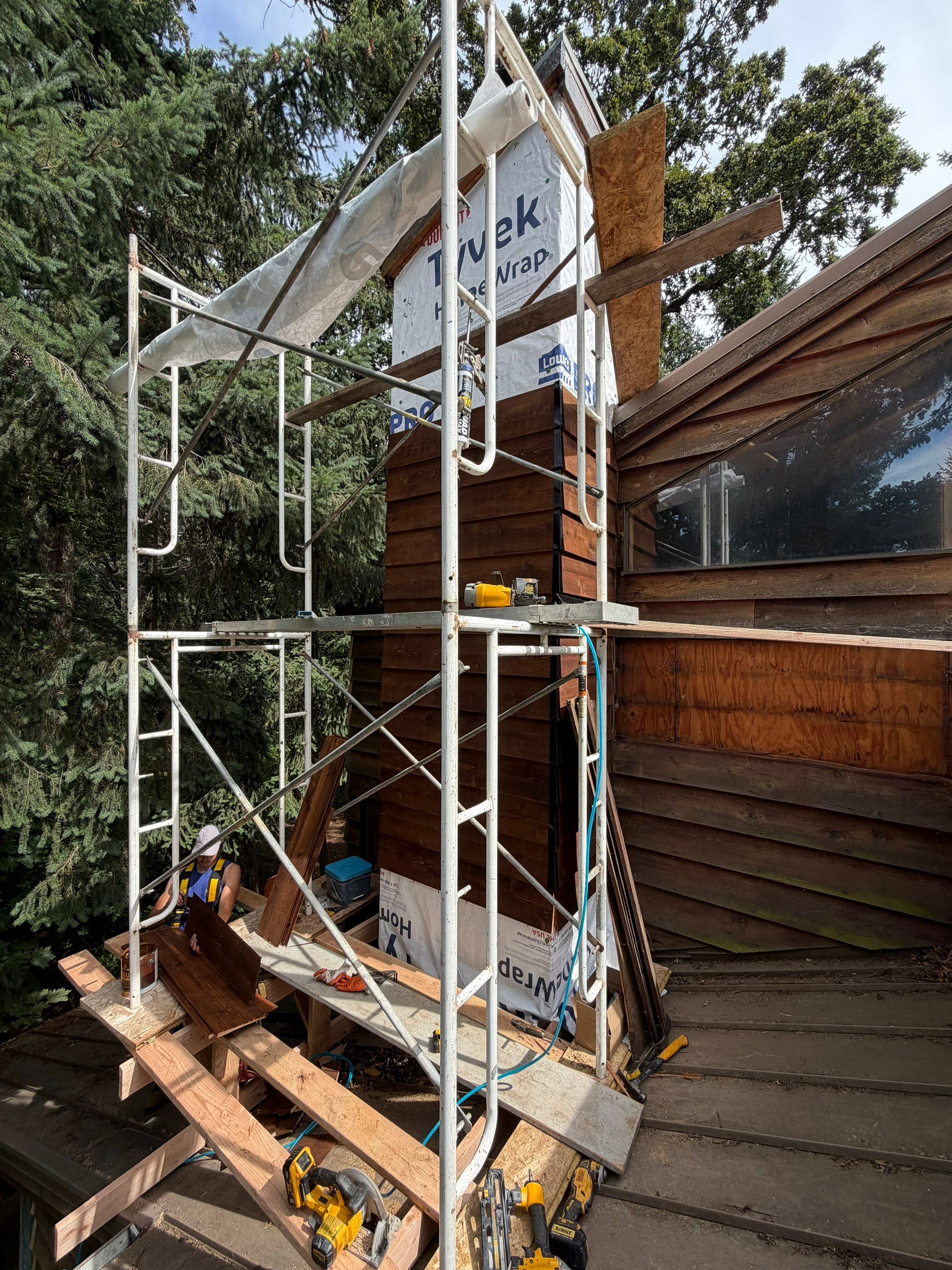 Cedar Siding Replacement on the Chimney by Handyman State LLC