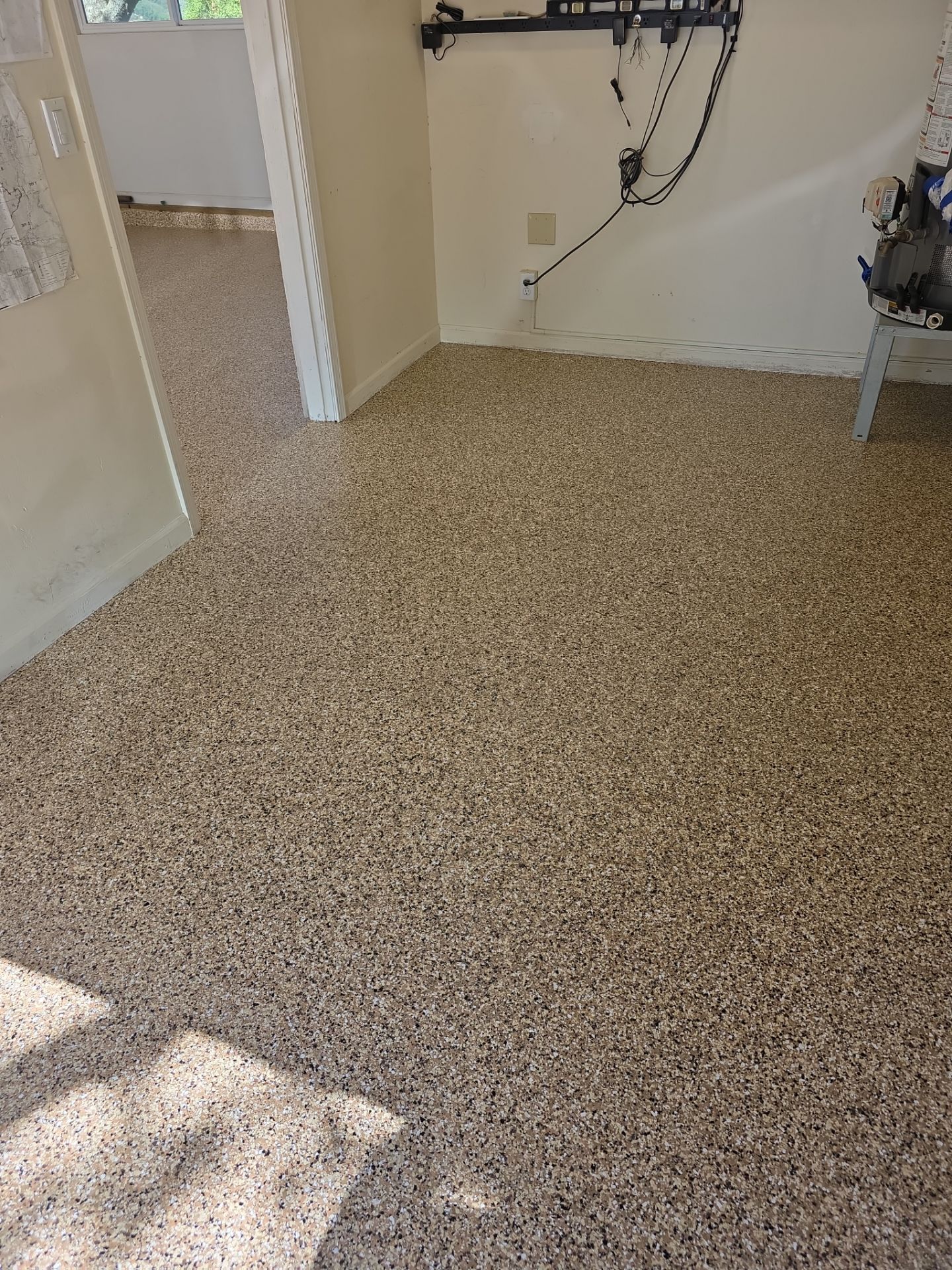 Atascadero Garage Floor Coating with Outback Simiron Decorative Chips by MGP Coatings