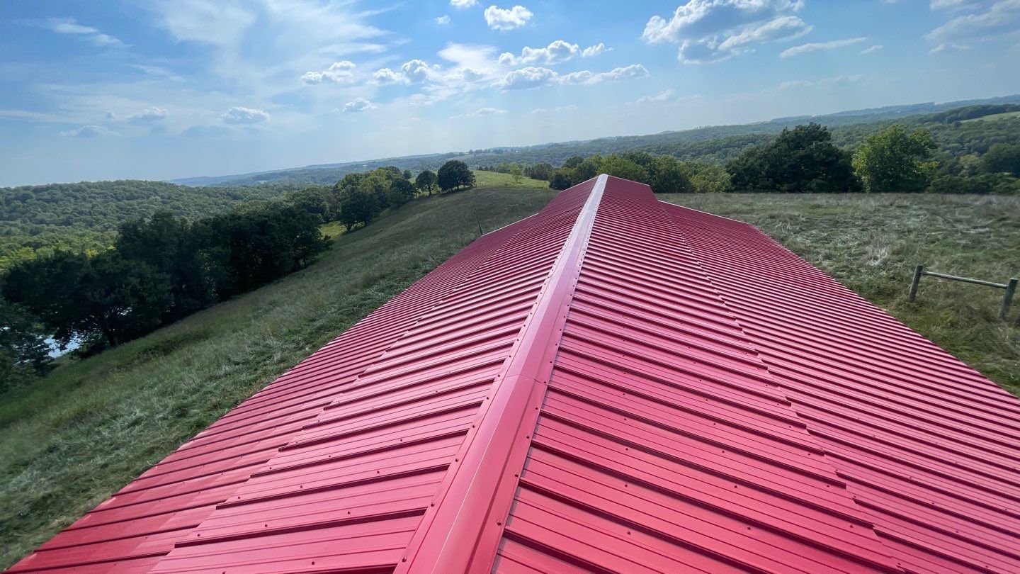 Residential Roofing Install - 29 Gauge G-Rib Metal - Color Brown & Crimson Red by Titan Commercial & Residential Roofing