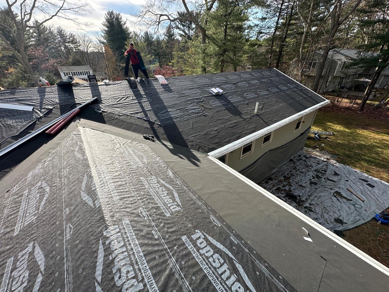 GAF Charcoal Roof Replacement with Vent Leak Repairs, PVC Fascia & Leaf Guard Gutters by Sensible Home Solutions