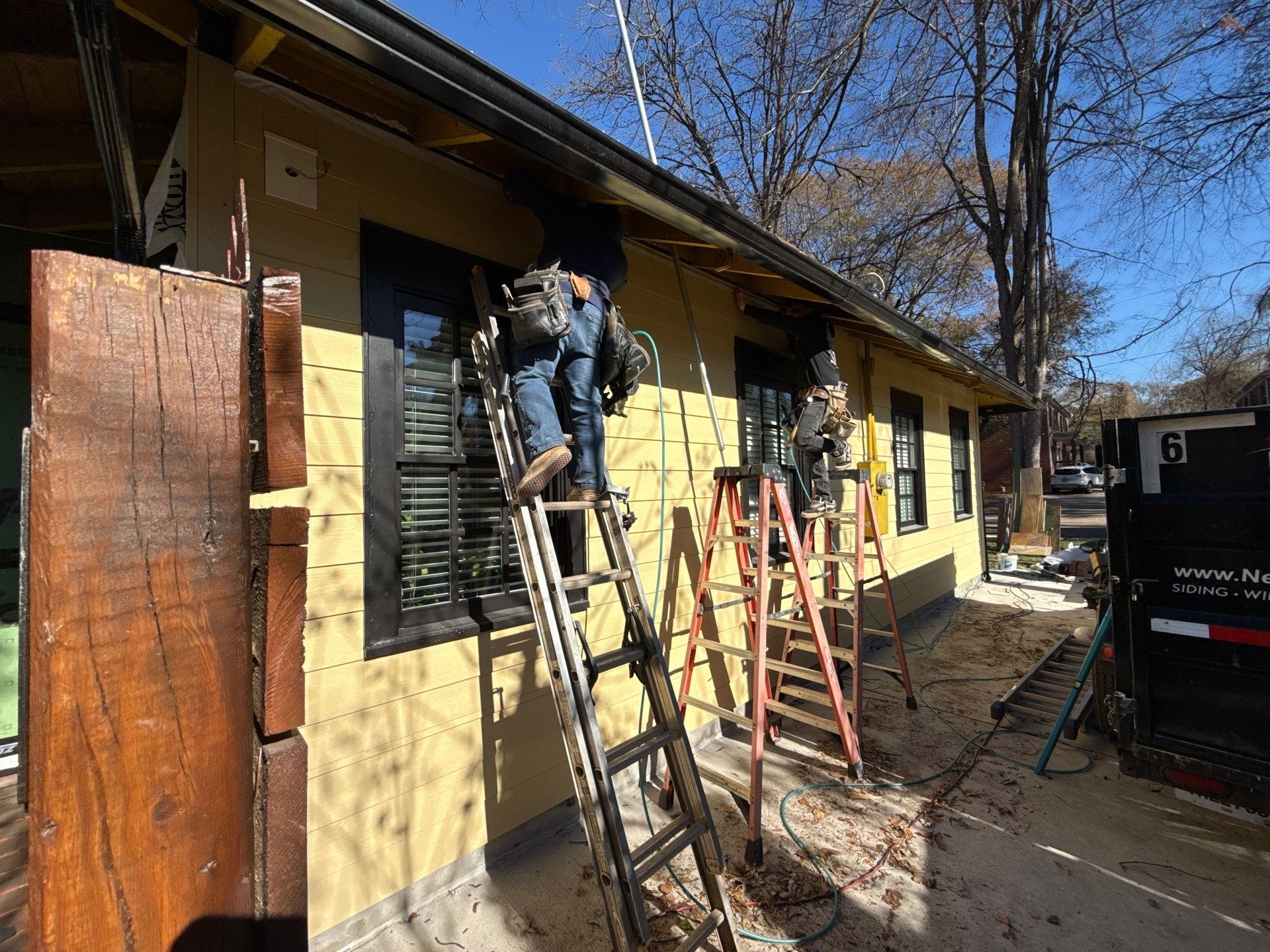 Cedar Tongue & Groove Porch Ceiling Installation Plus James Hardie Siding Replacement by Nelson Exteriors 