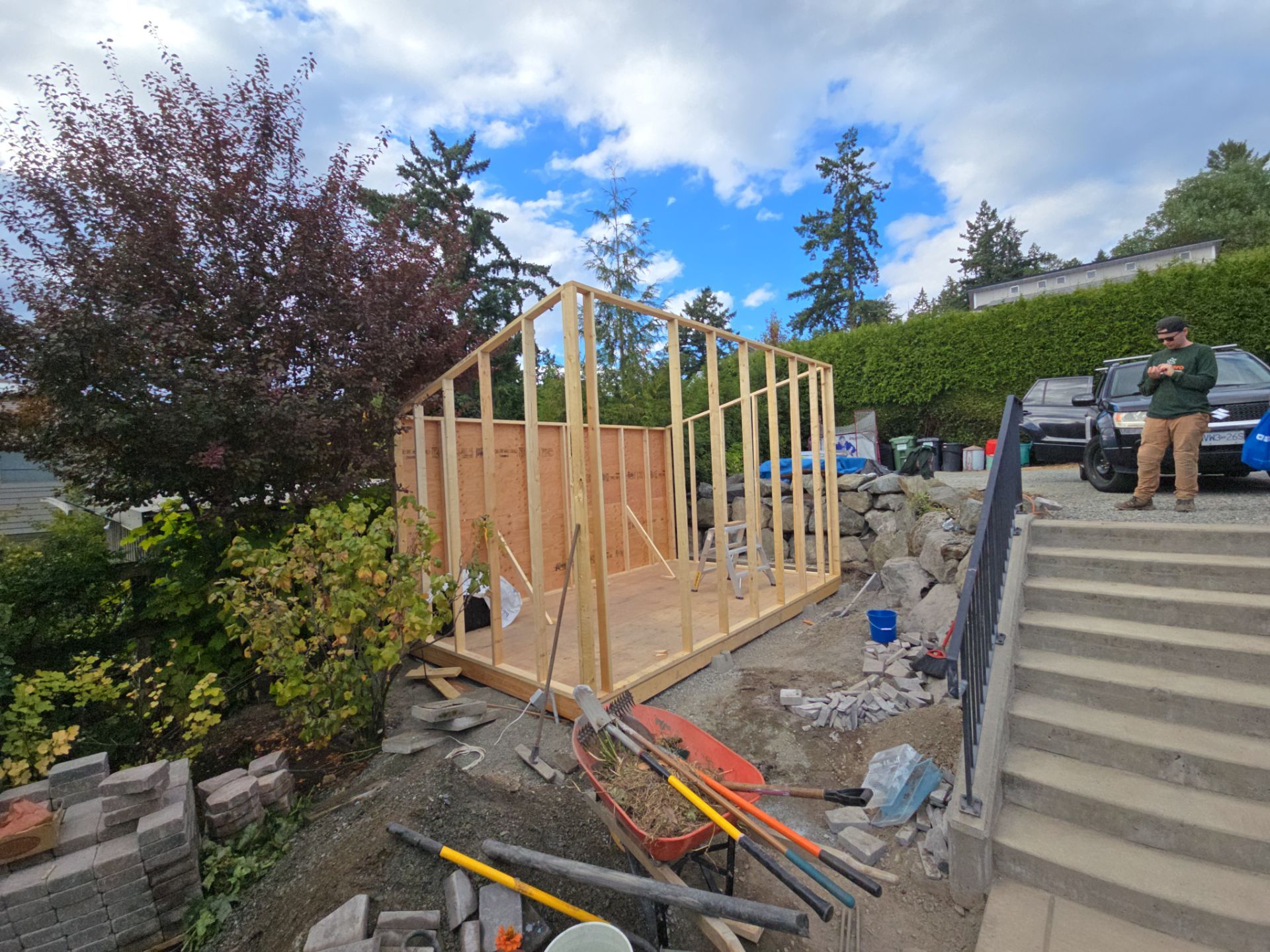 Backyard Transformation — Custom Shed, Paver Patio & Retaining Wall by Habanero Garden and Exterior Care
