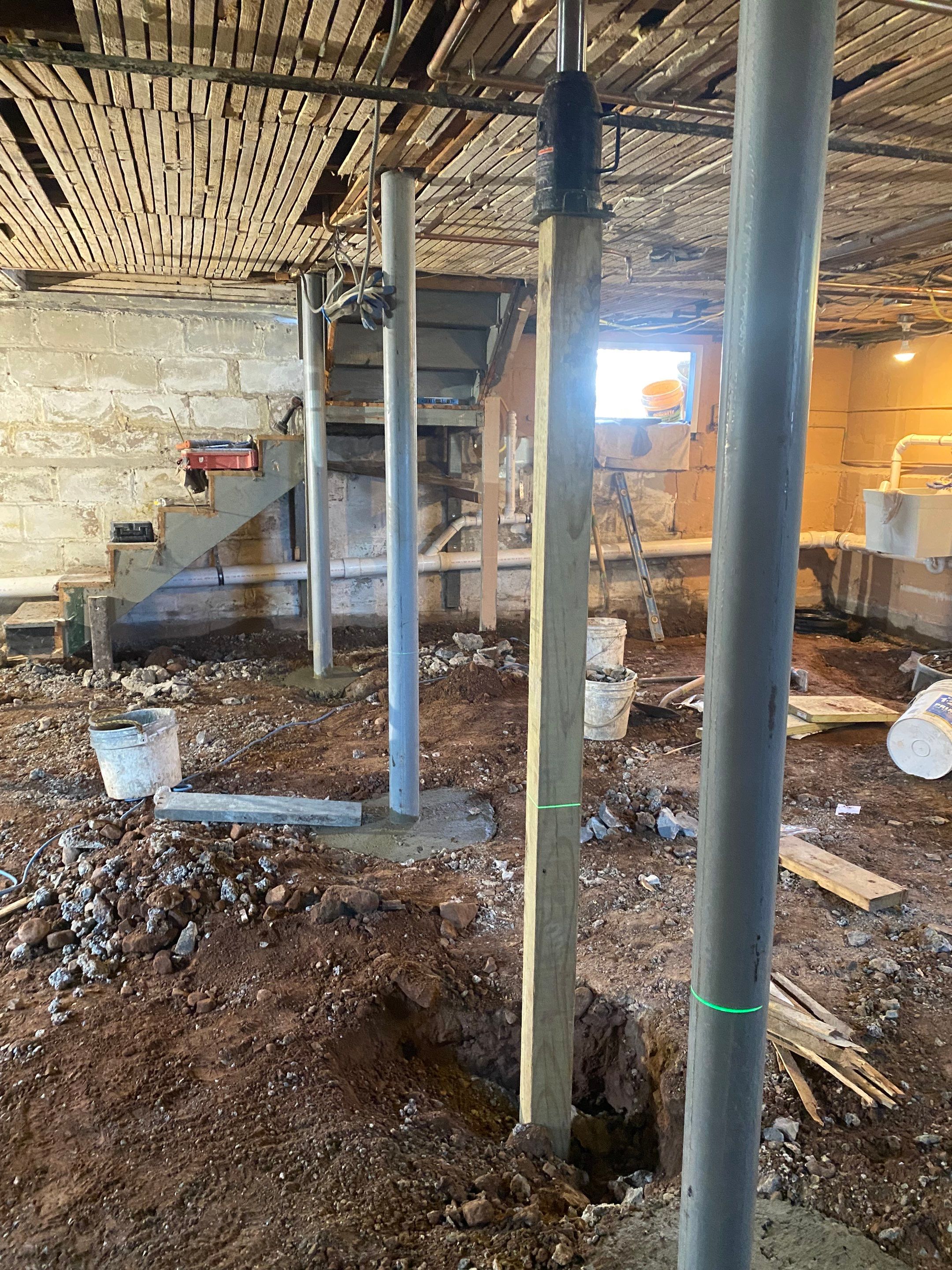 Interior French Drain, Lally Column Replacement & Concrete Floor Replacement in South Orange, NJ by Pure Service Pro, LLC