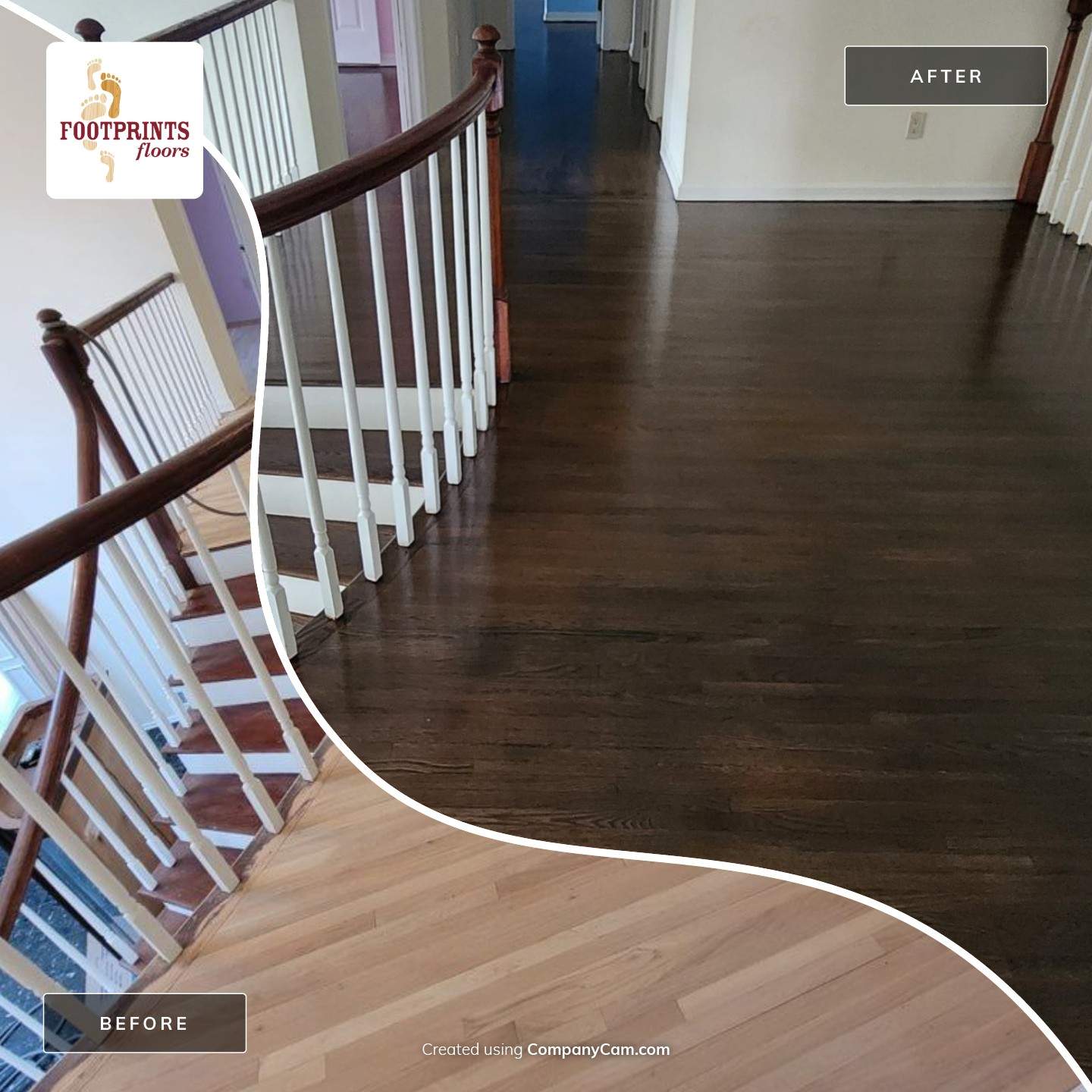Red Oak refinished with DuraSeal Jacobean Stain and Bona Semi Gloss by Footprints Floors Morristown