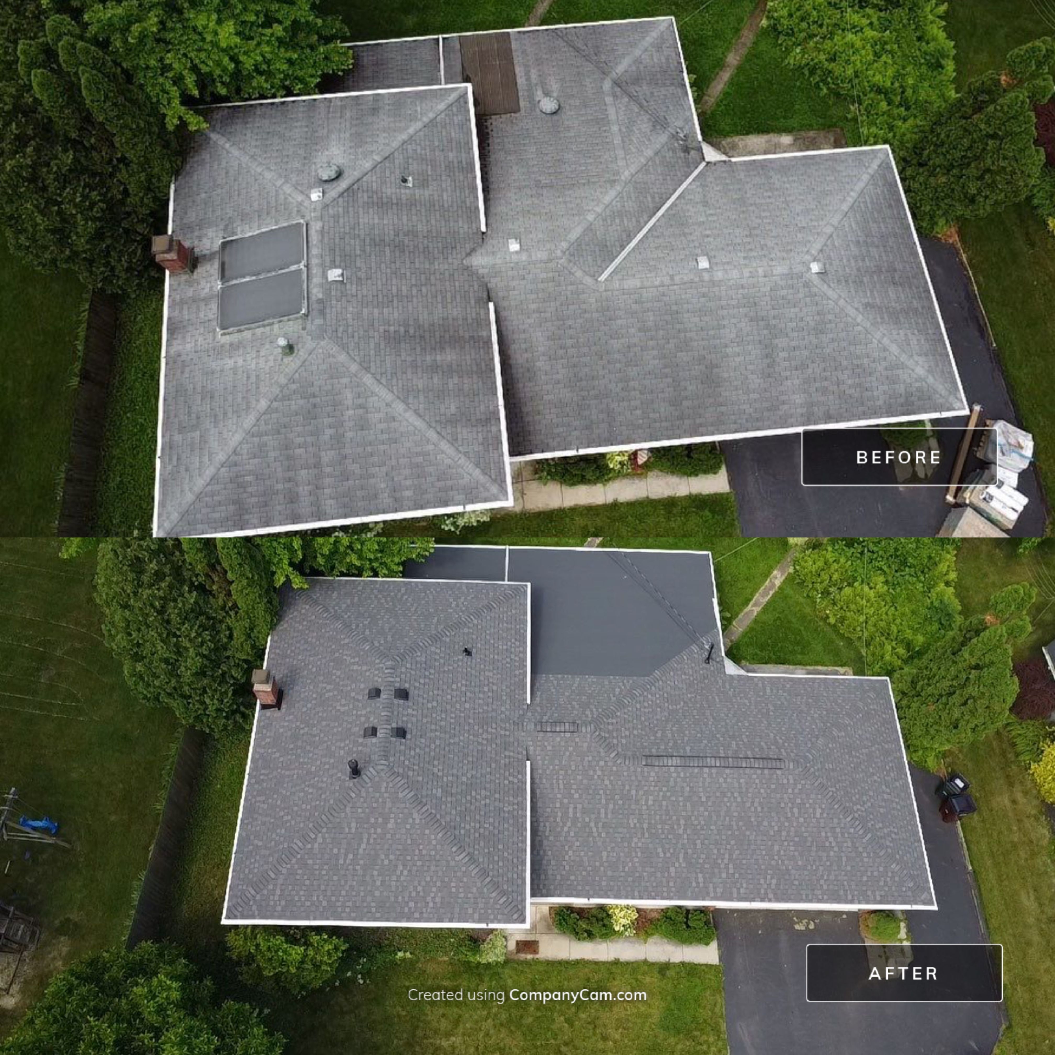 New Roof Installation using new OSB sheathing Certainteed Landmark Shingles by Best Roofing & Siding Company