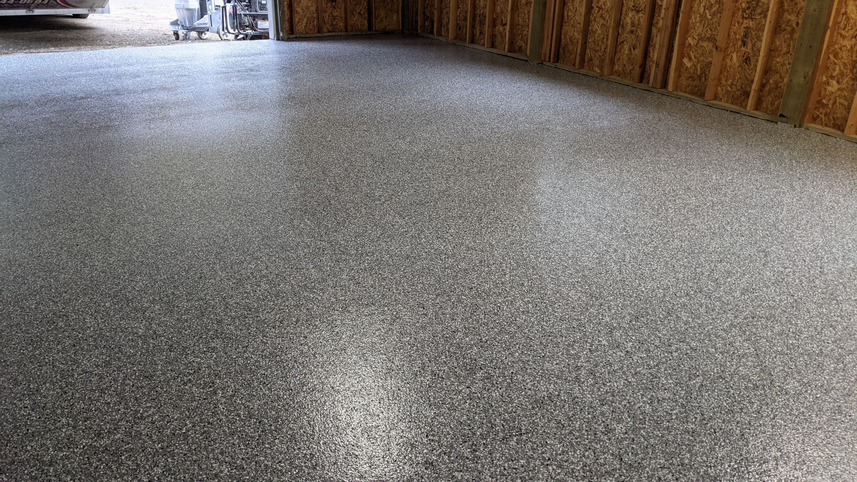 Garage Transformation using Penntek Evolution System and Smoke Color by Croc Coatings, LLC