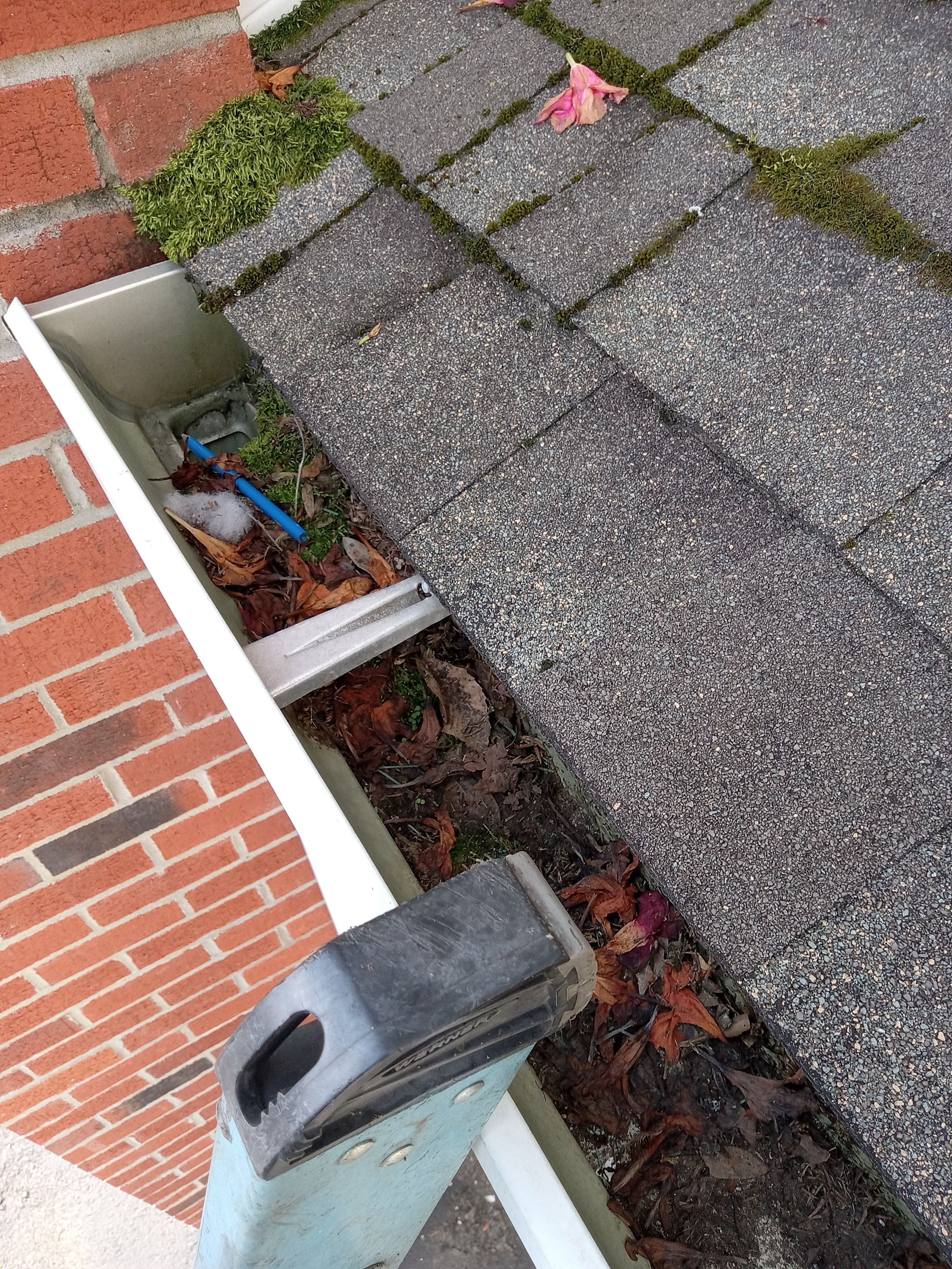 Commercial gutter cleaning West Virginia before photo with filled gutters