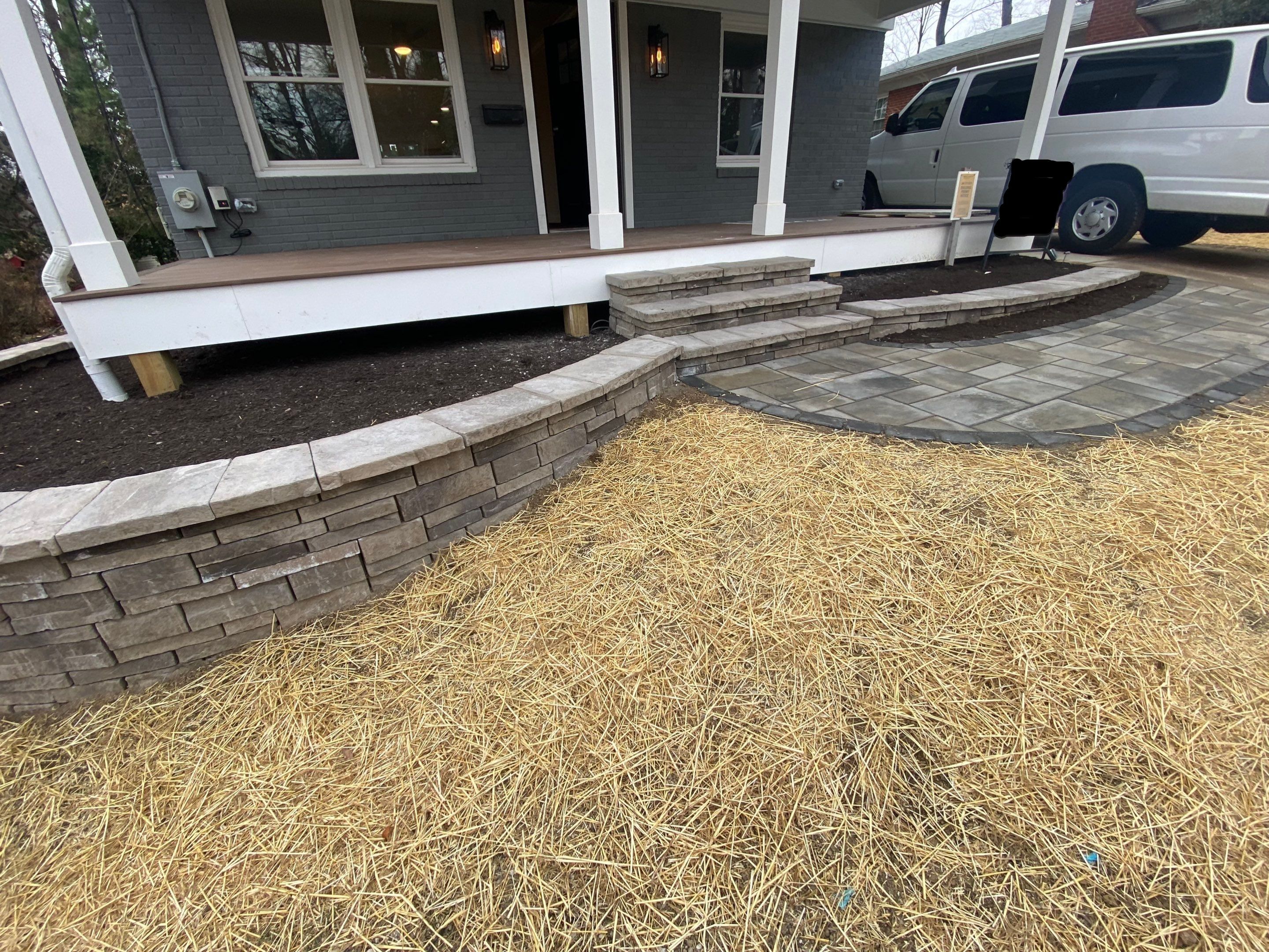 Retaining wall, walkway, small patio and landscape install  by The Smet Companies, LLC
