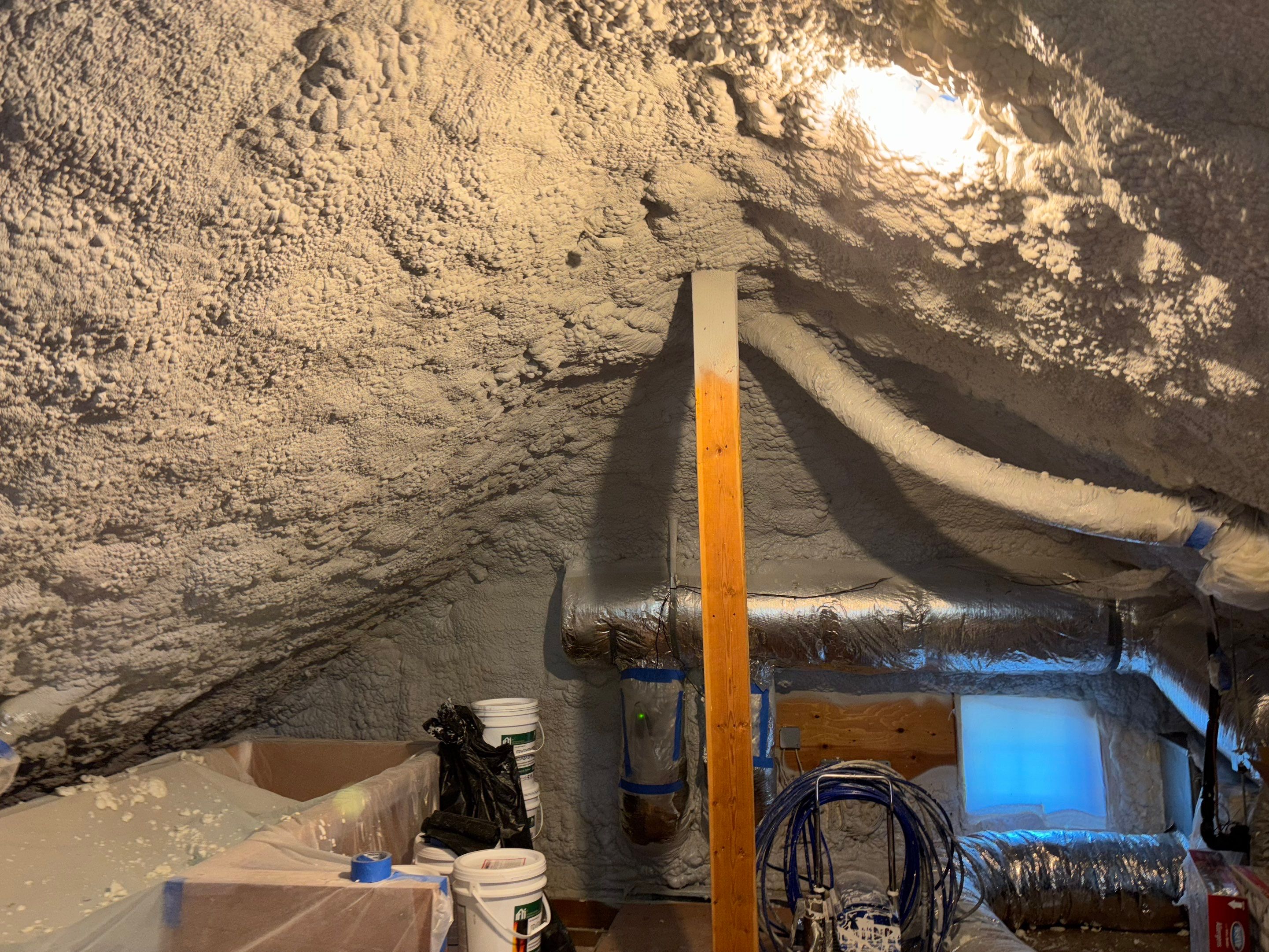 Attic Insulation using open cell spray foam by NYS Foam & Energy