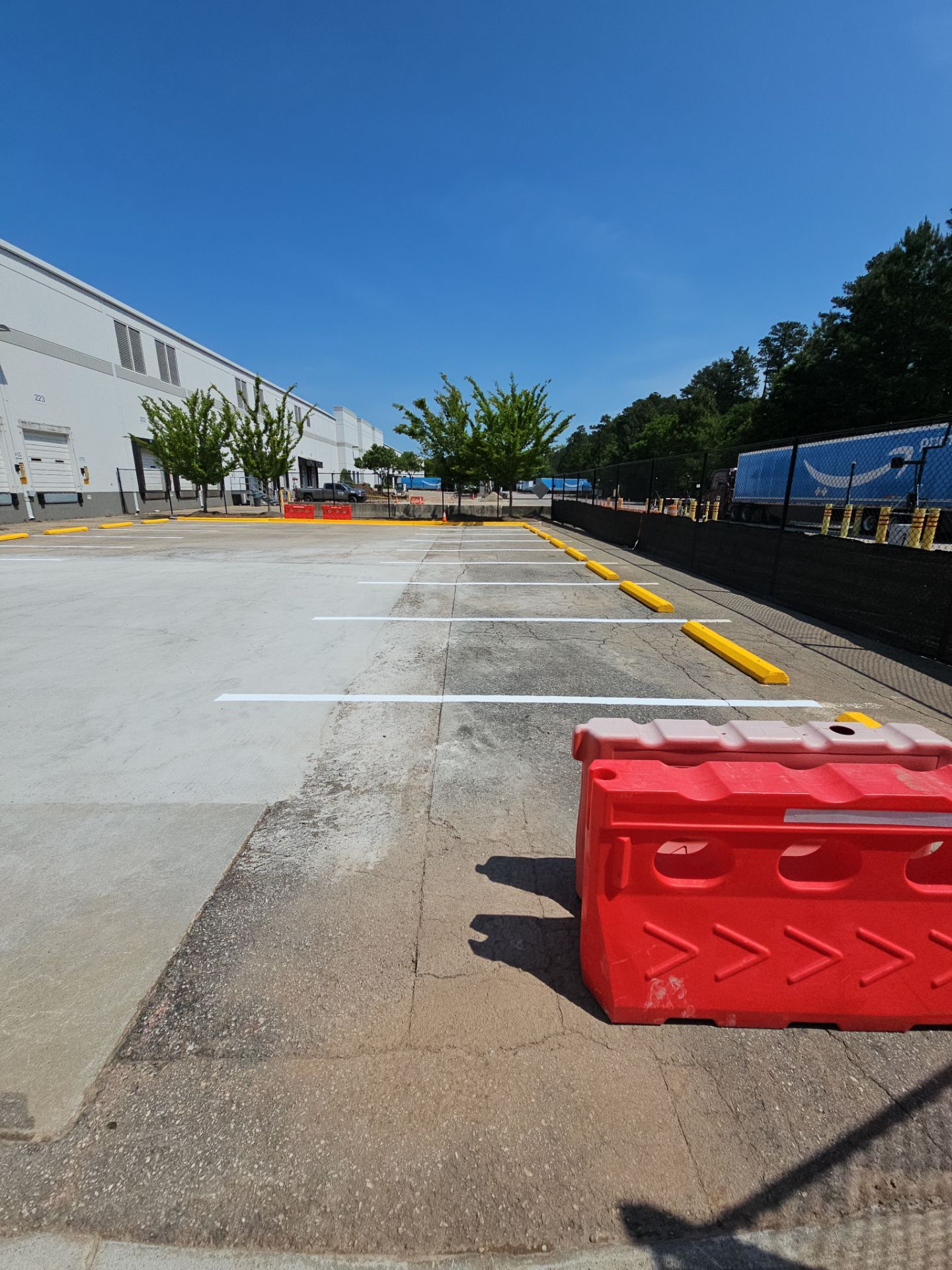 Striping Amazon Parking Lot  by Billy Weatherspoon Contractor