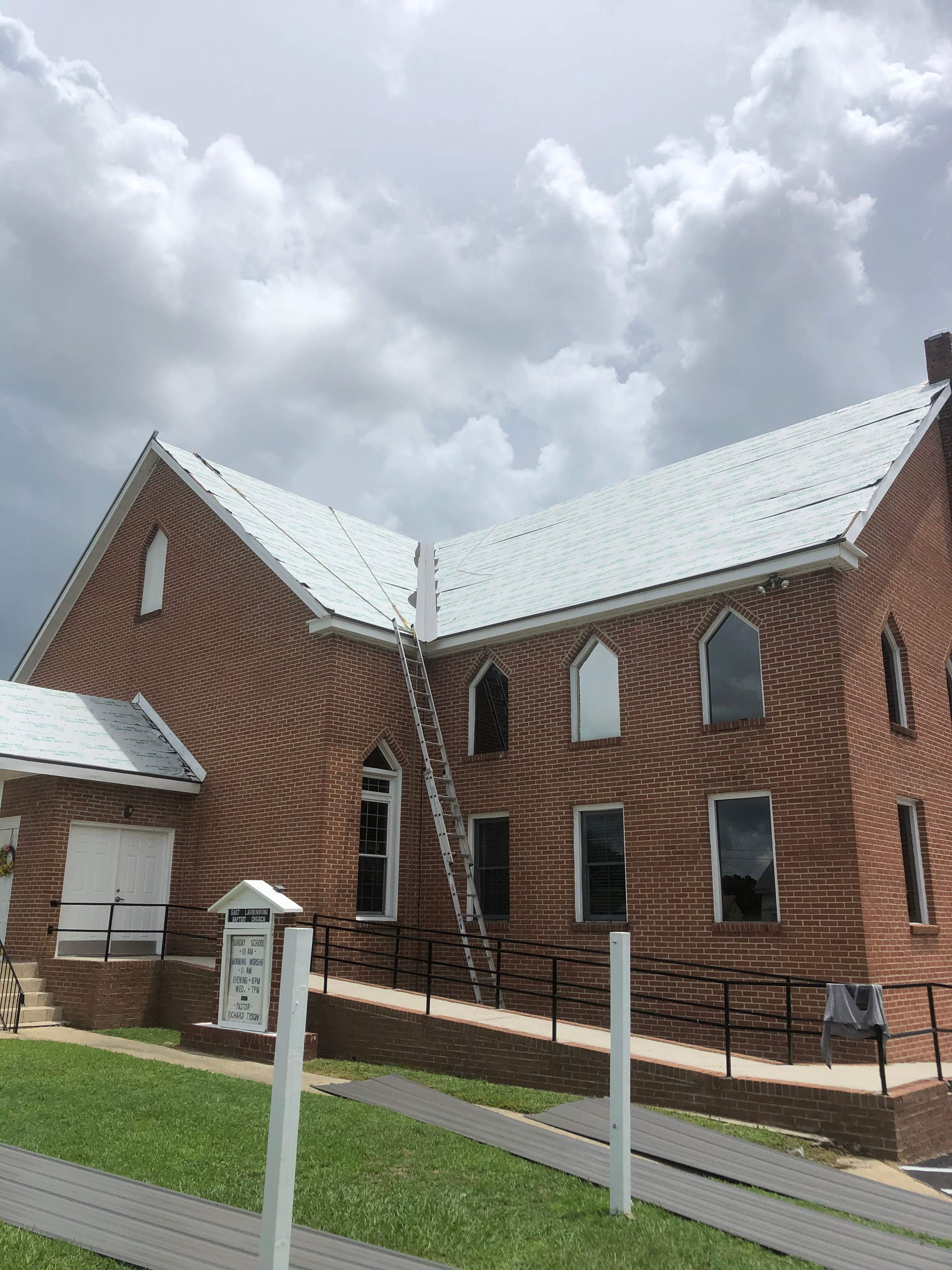 Commercial Roofing Installation - East Laurinburg Baptist Church by American Roofing NC