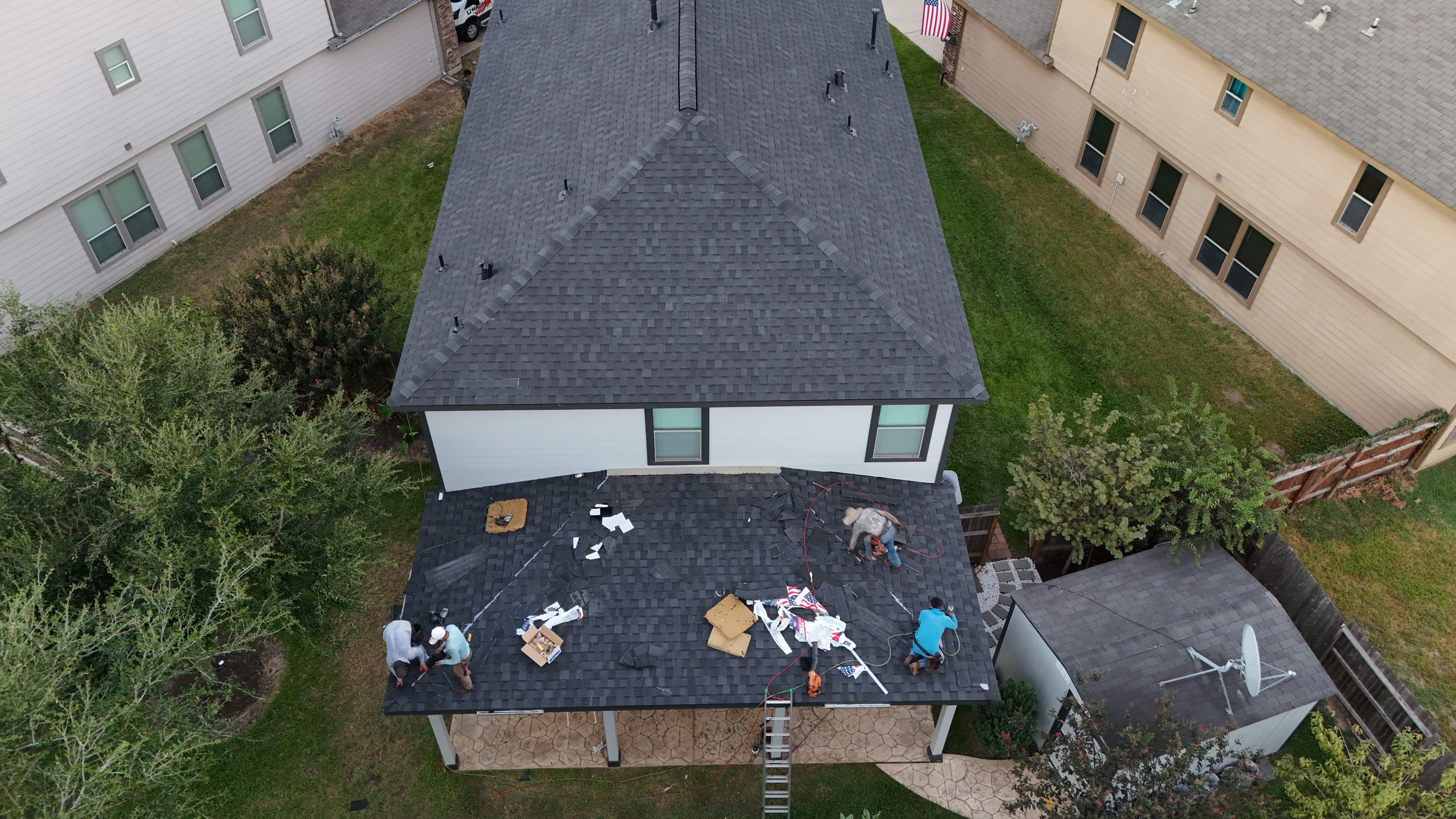 Charcoal Roof on Modern Farmhouse — Cypress, TX by PL Roofing & SB Roofing, LLC.