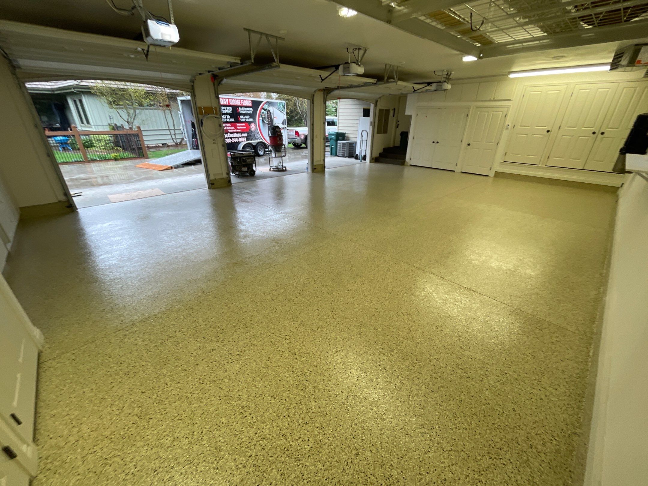 Garage Transformation using Driftwood Colorway by Croc Coatings, LLC