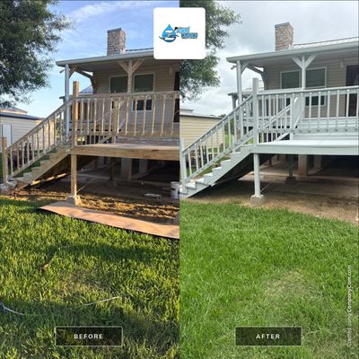Elevated Deck Restoration and Staircase Refinishing in Rosharon, Texas