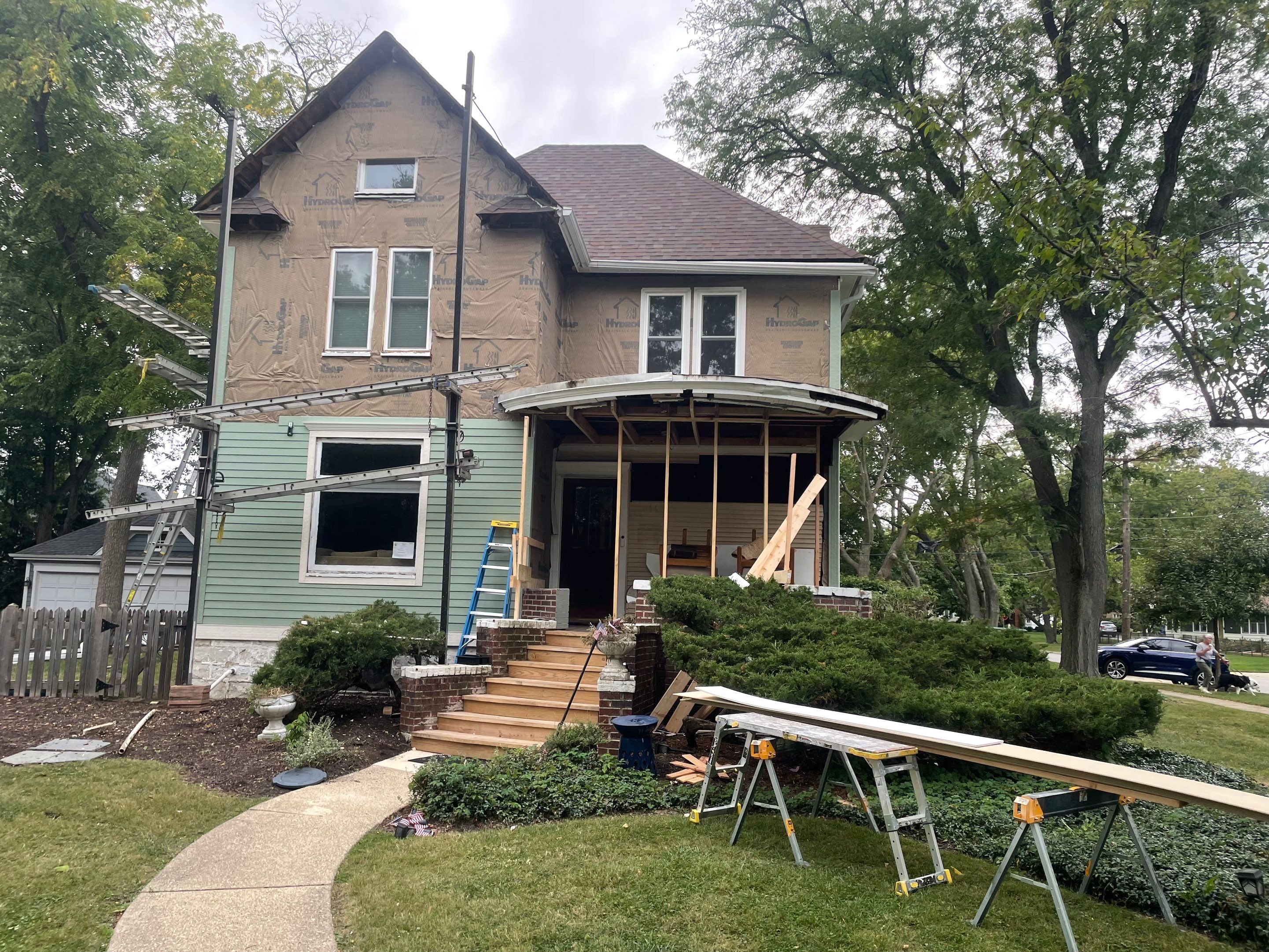 Glen Ellyn Exterior Renovation Featuring James Hardie Siding and Porch Restoration by Great American Exteriors