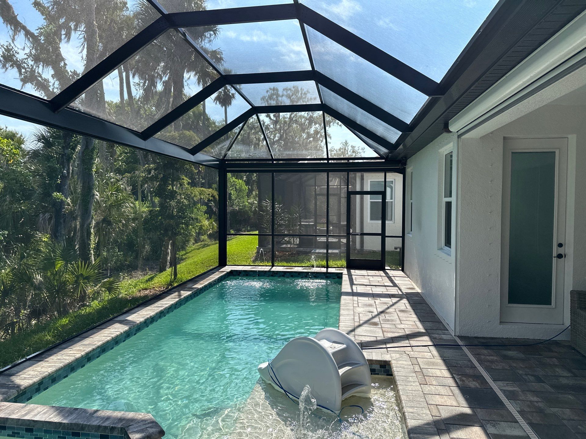 Screen Enclosure & Paver Pool Deck Cleaning in Trevesta Community, Palmetto, FL | Sunshine AquaWash by Sunshine AquaWash
