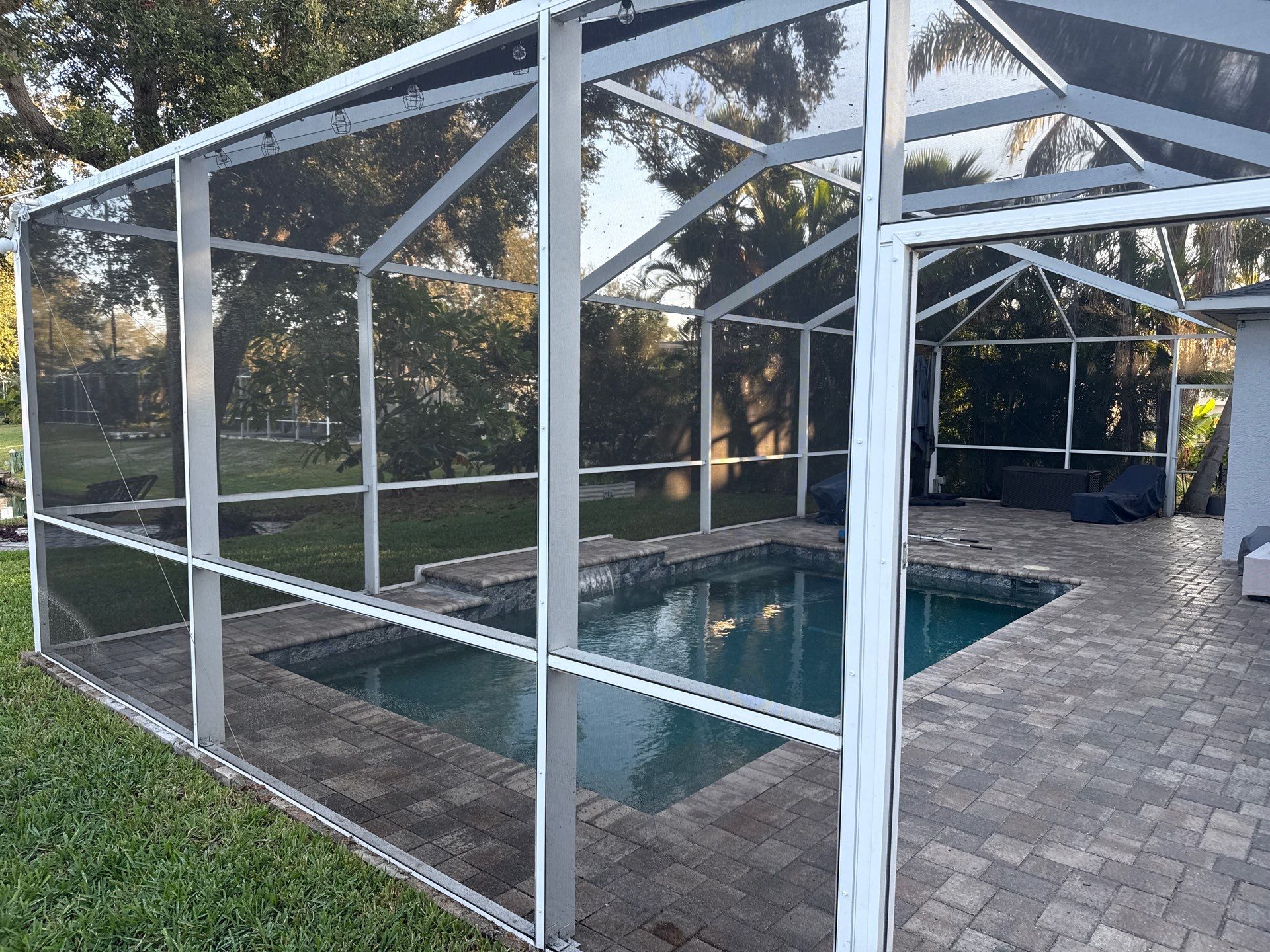 Paver Pool Deck Cleaning & Pool Cage Cleaning in River Point of Manatee – Bradenton, FL by Sunshine AquaWash