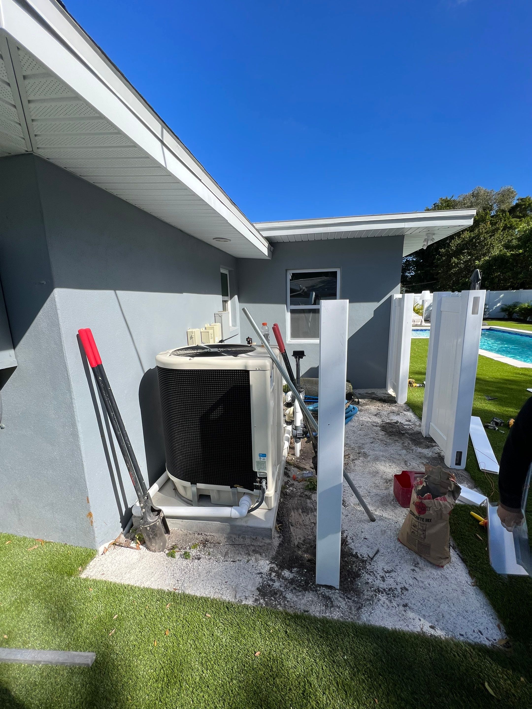 Vinyl Privacy Fence With AC Enclosure and Storage Corral by Asap fence and gates, LLC