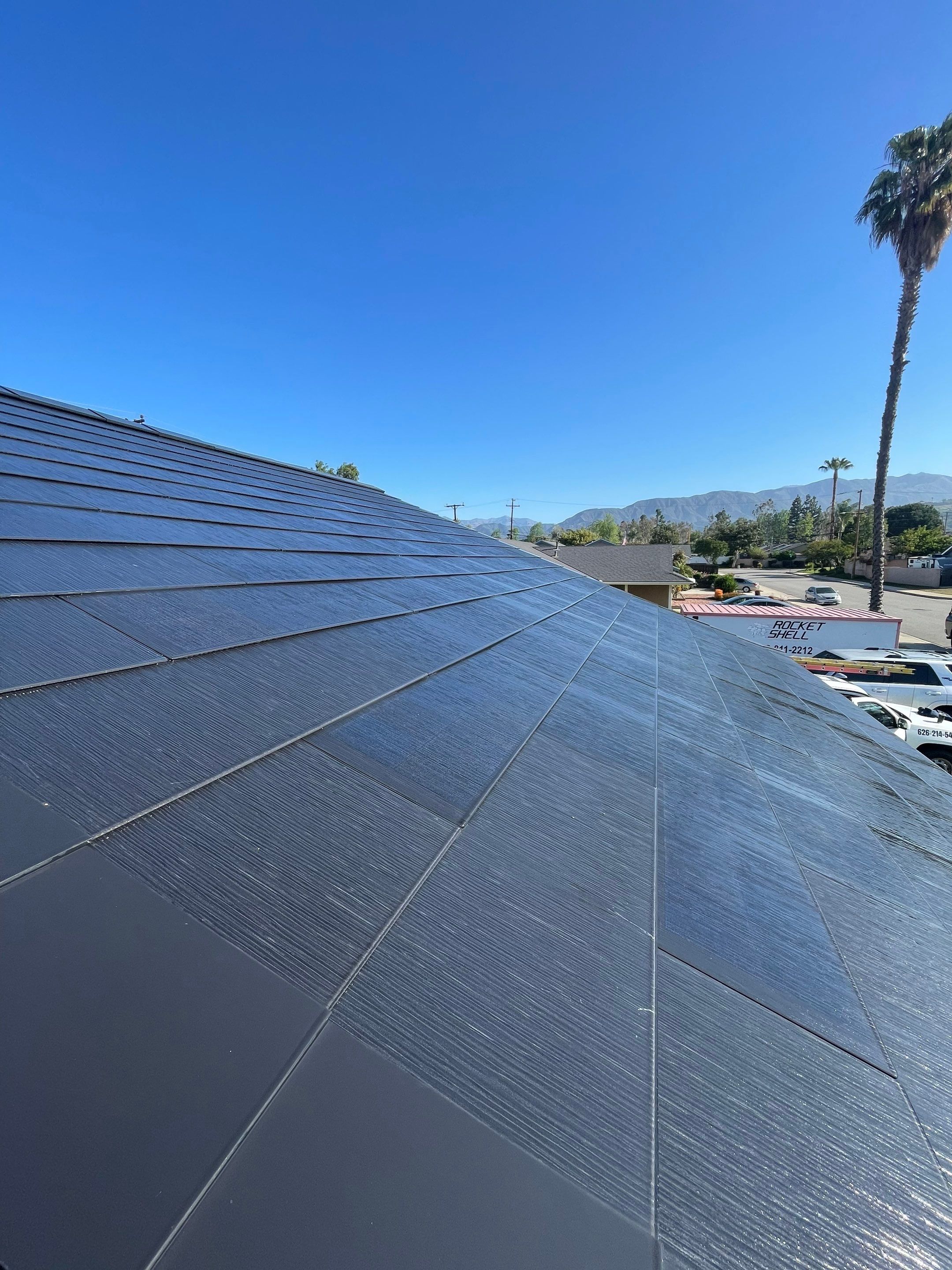 Tesla Roof Cleaning in La Verne Ca by Palm Coast Solar Cleaning
