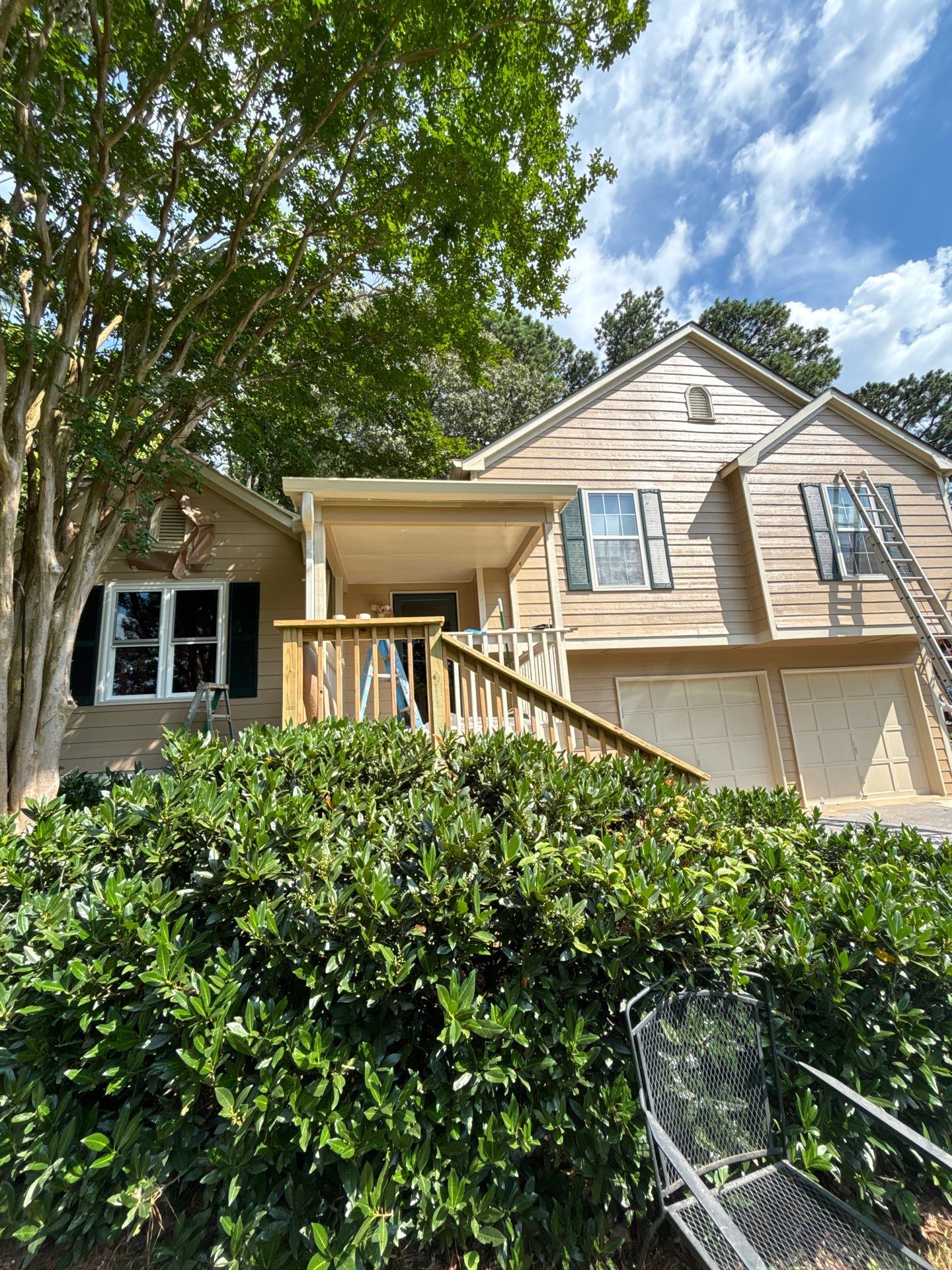 Rotted Wood Replacement, Deck Stain, and Exterior Paint Project in Kennesaw, GA by Nelson Exteriors 