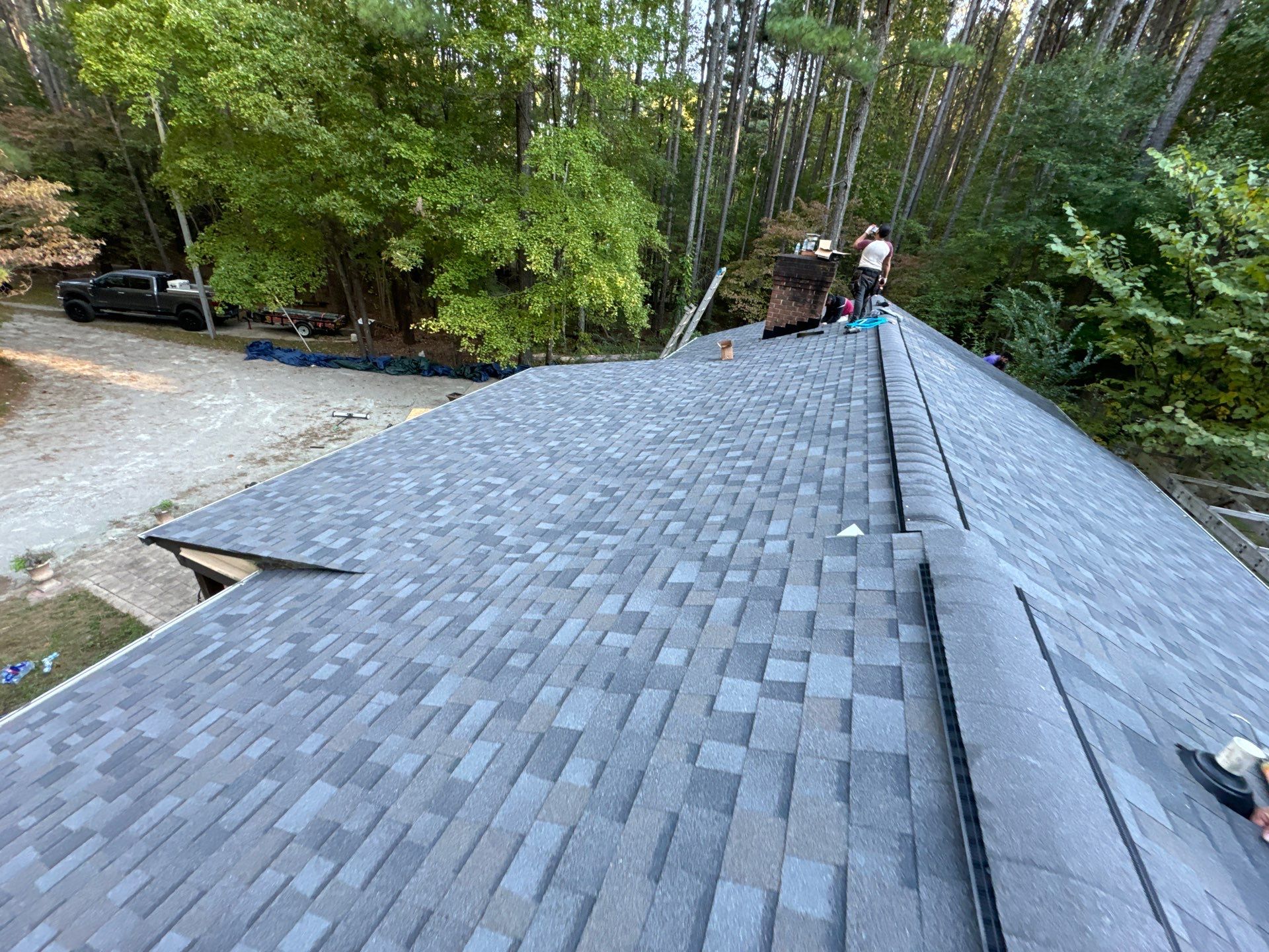 Architectural Shingle Roof Replacement and Chimney Flashing in Amelia Court House by Cade Construction