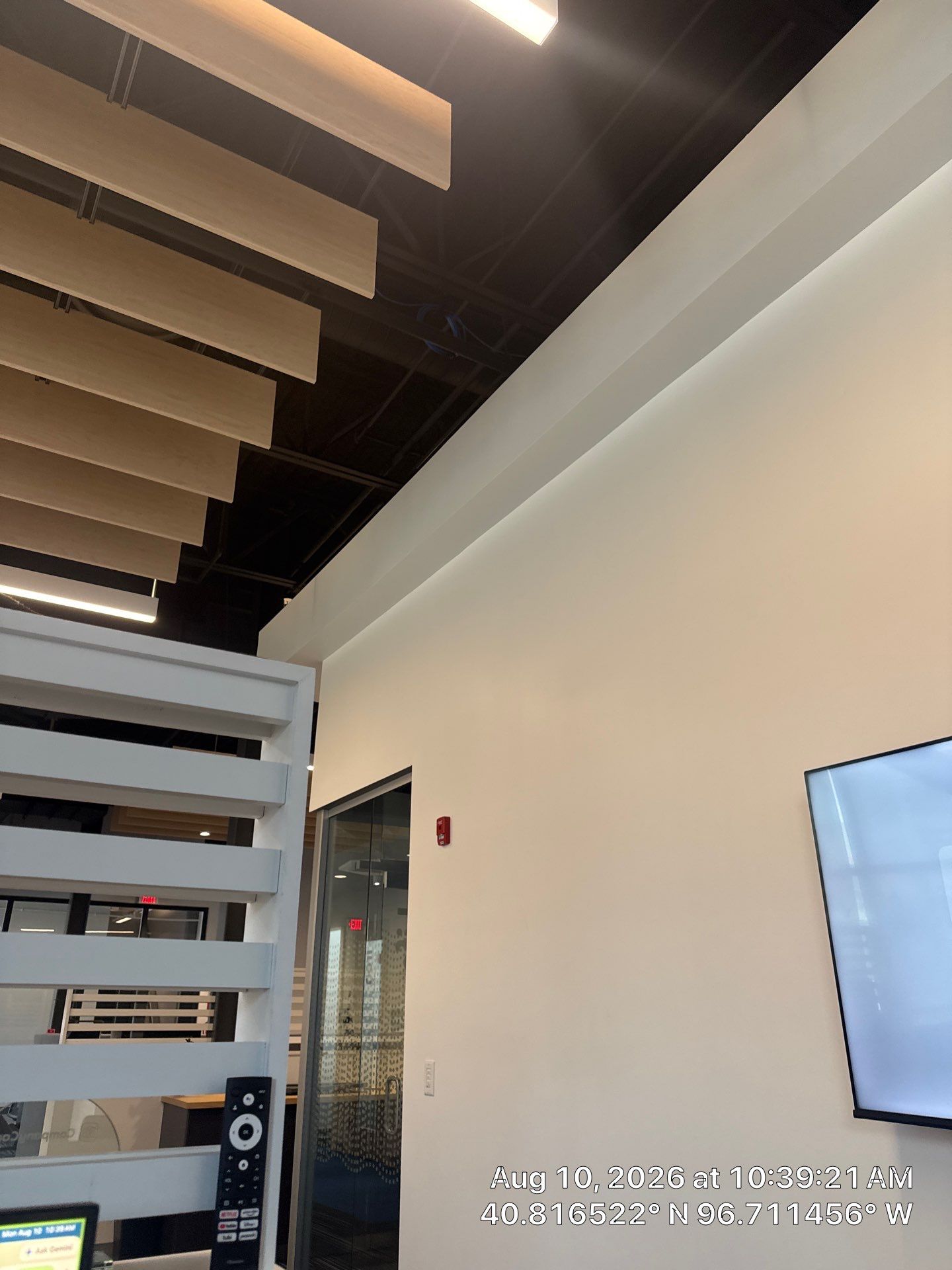 Commercial Office Remodel Featuring Acoustic Baffles and Integrated Lighting by CompanyCam Sales Demo