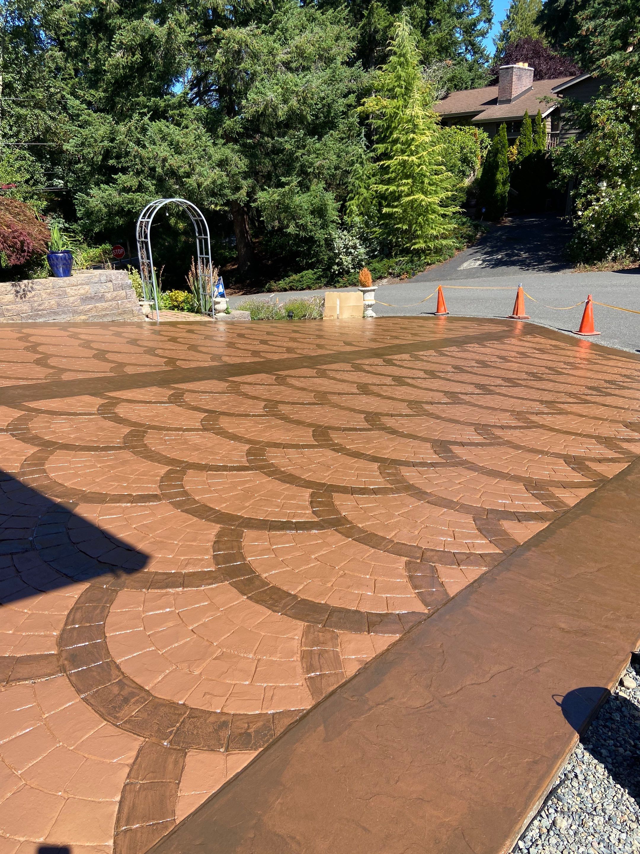 Mehta | Tiled Driveway with Sealer & Retaining Wall  by Jireh Asphalt & Concrete Inc 