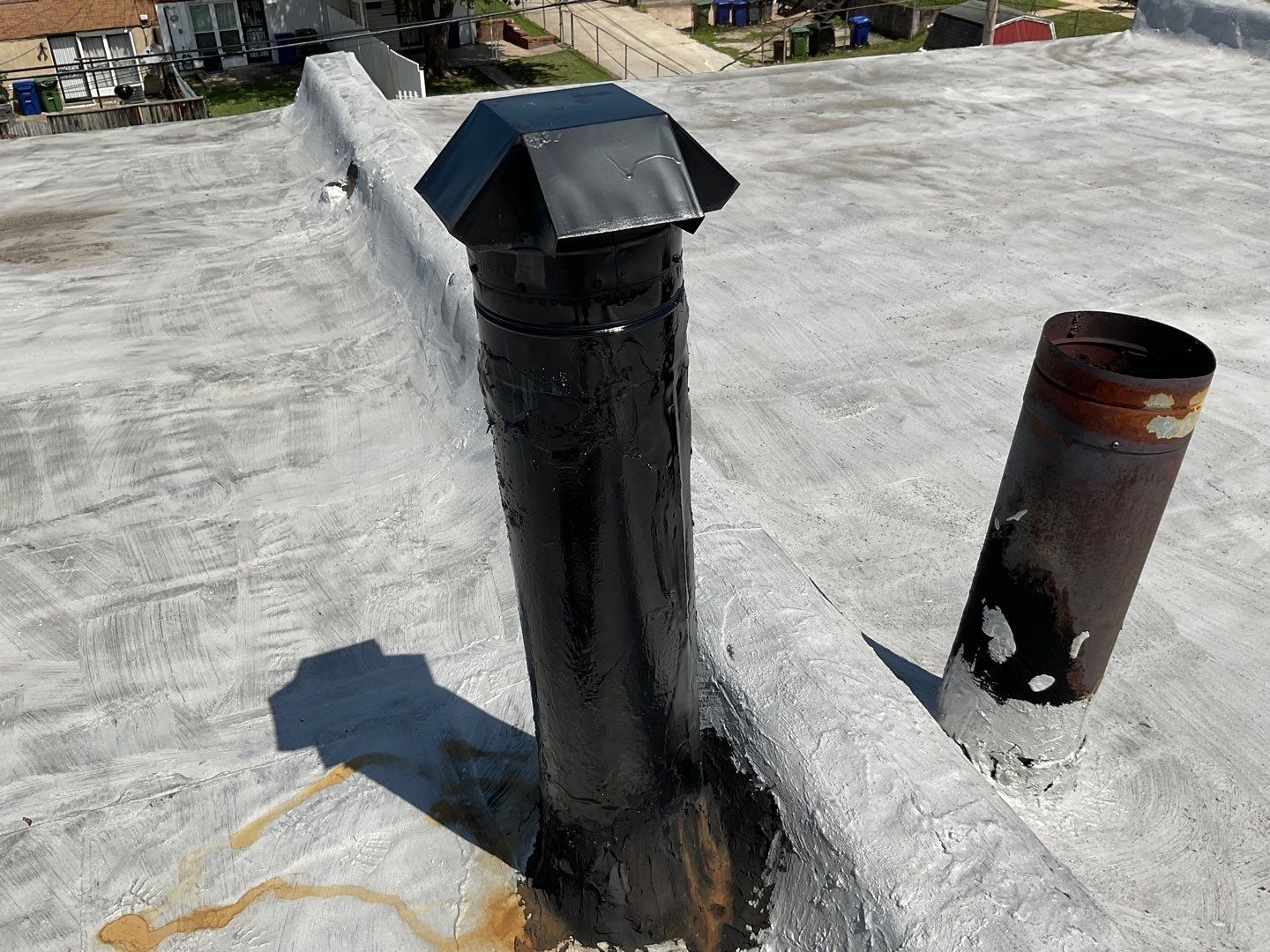 Residential Roofing Repair using Mule-Hide 221 Wet/Dry Roof Cement by Alpha Design Services