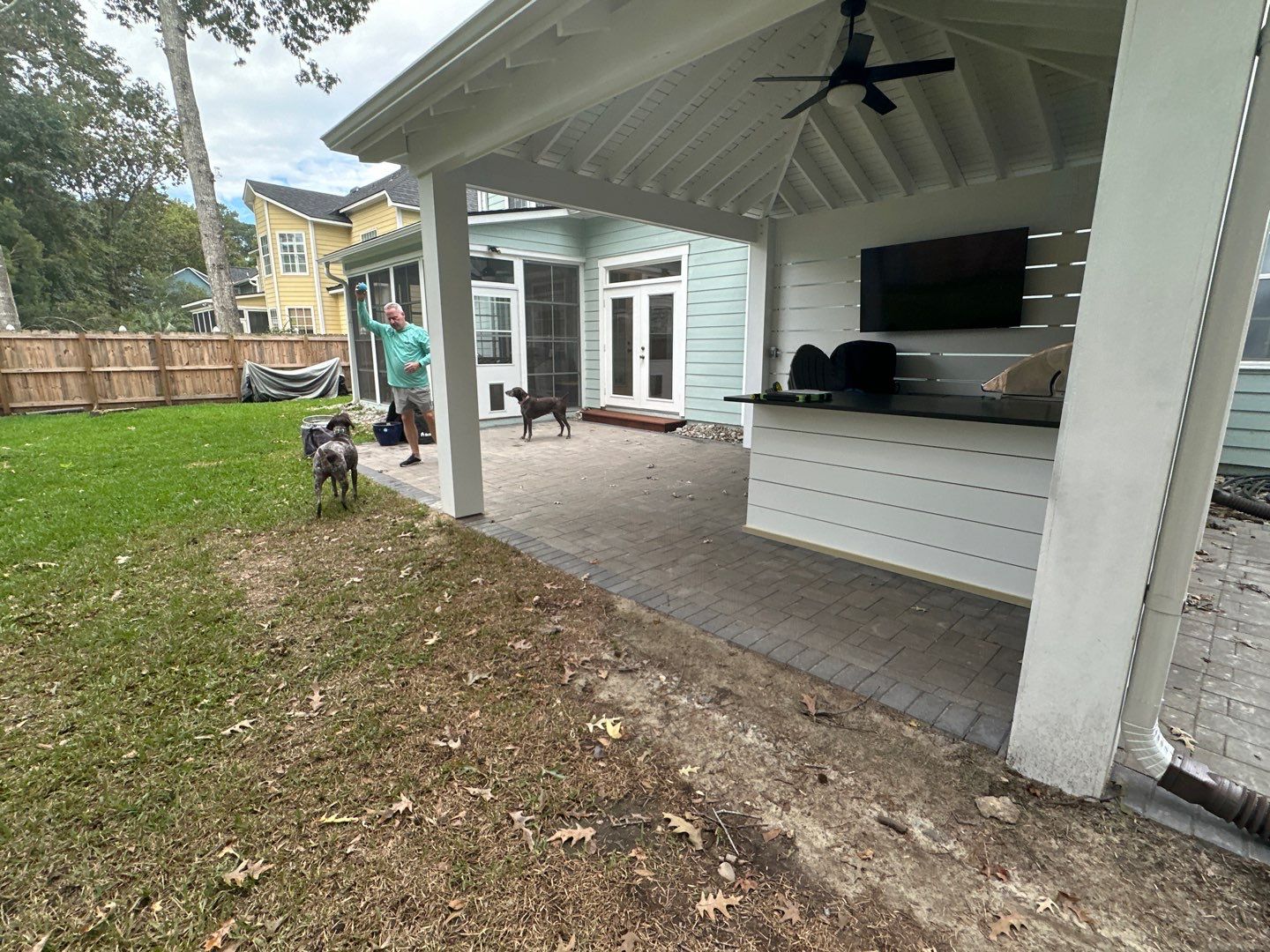 Weathered Fence and Patio using Wood Sealant and Concrete Sealant by DuraSeal