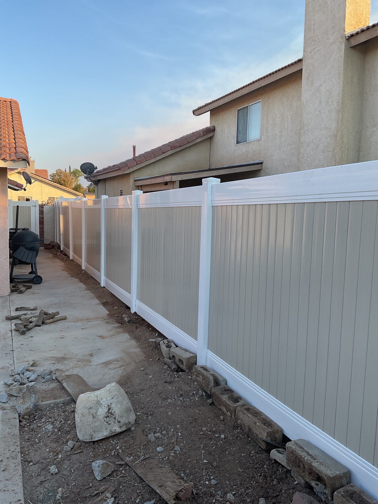 6ft White and Tan Privacy Vinyl  by Fence Guys Inc. 