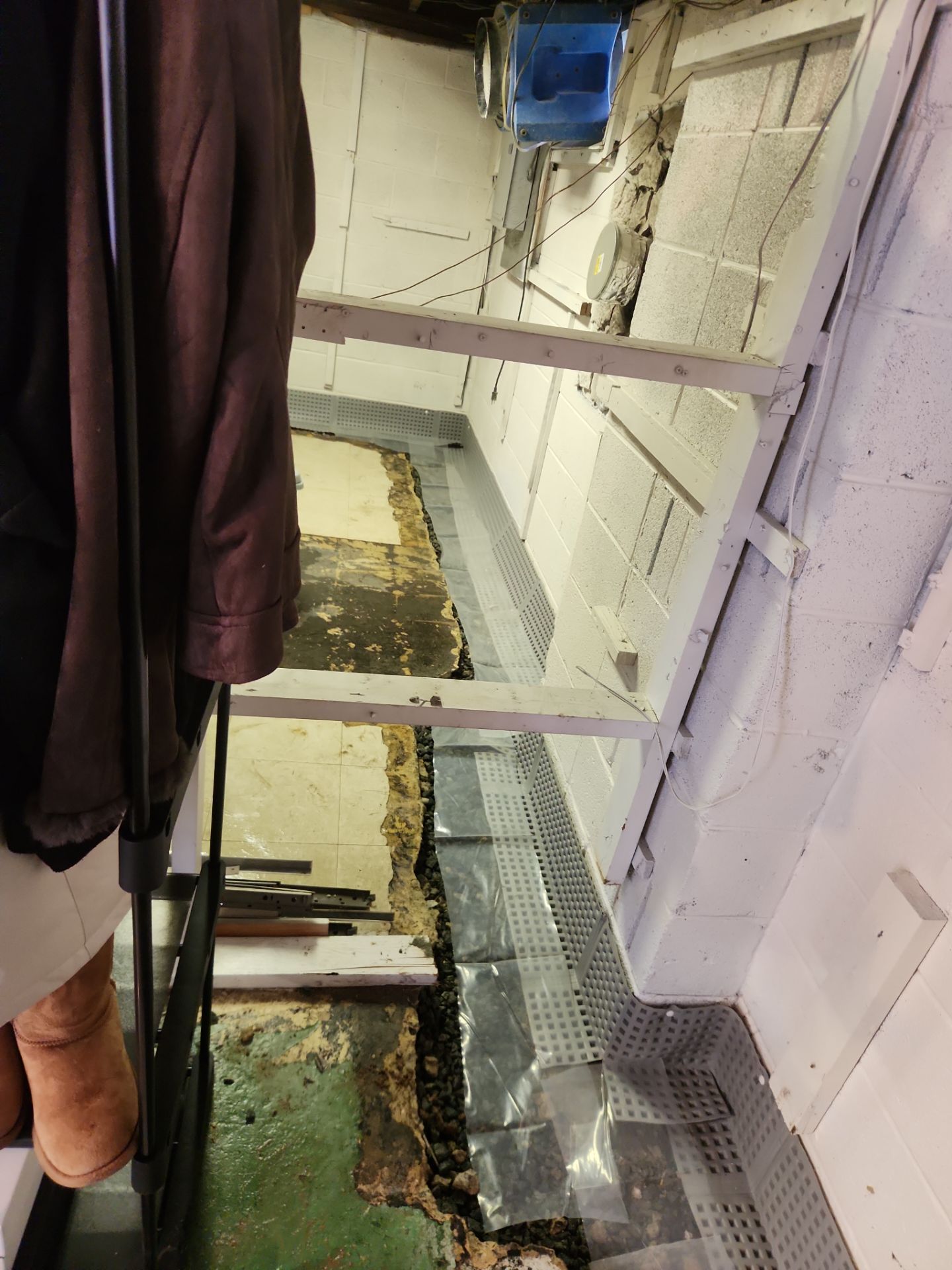Interior French Drain & Mold Remediation Project in Manville, New Jersey by Pure Service Pro, LLC 