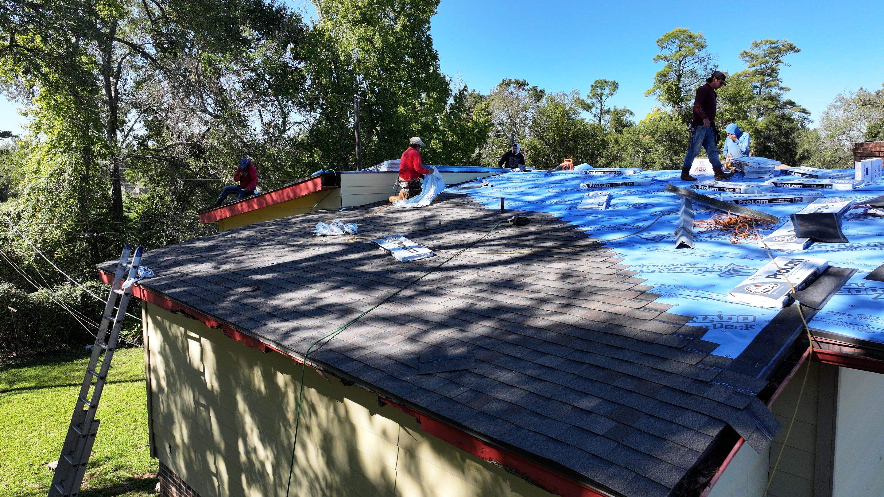 Roof Replacement with Chimney Flashing Detail — Houston, TX by PL Roofing & SB Roofing, LLC.