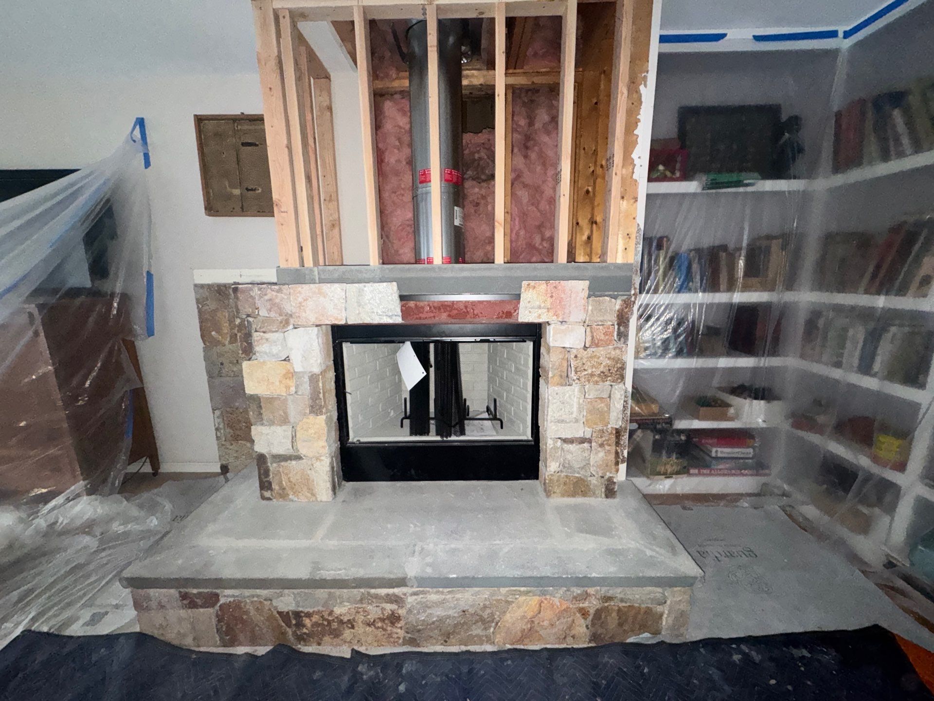 Wood Fireplace Replaced by Neighborhood Chimney Services 